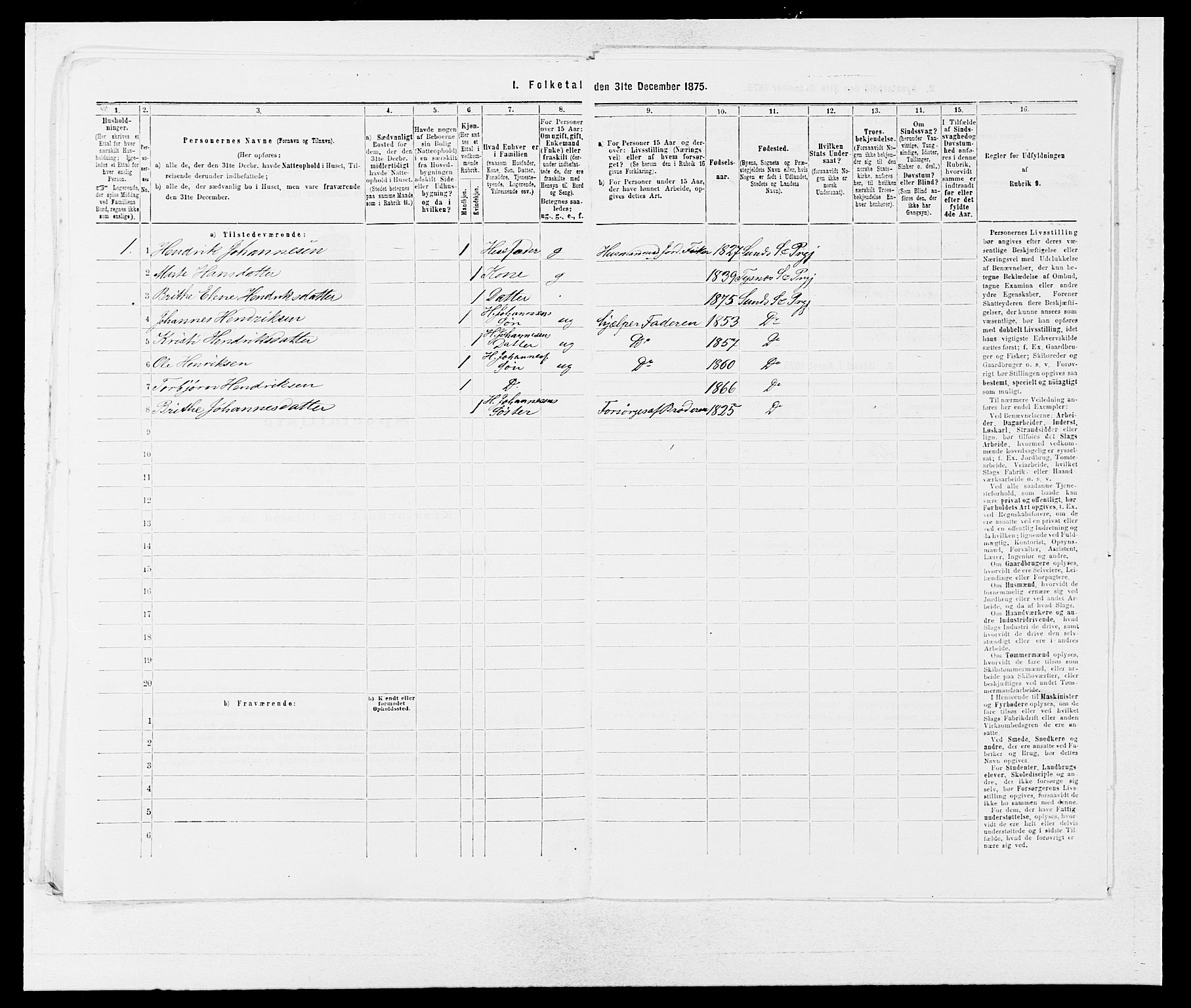 SAB, 1875 census for 1245P Sund, 1875, p. 668