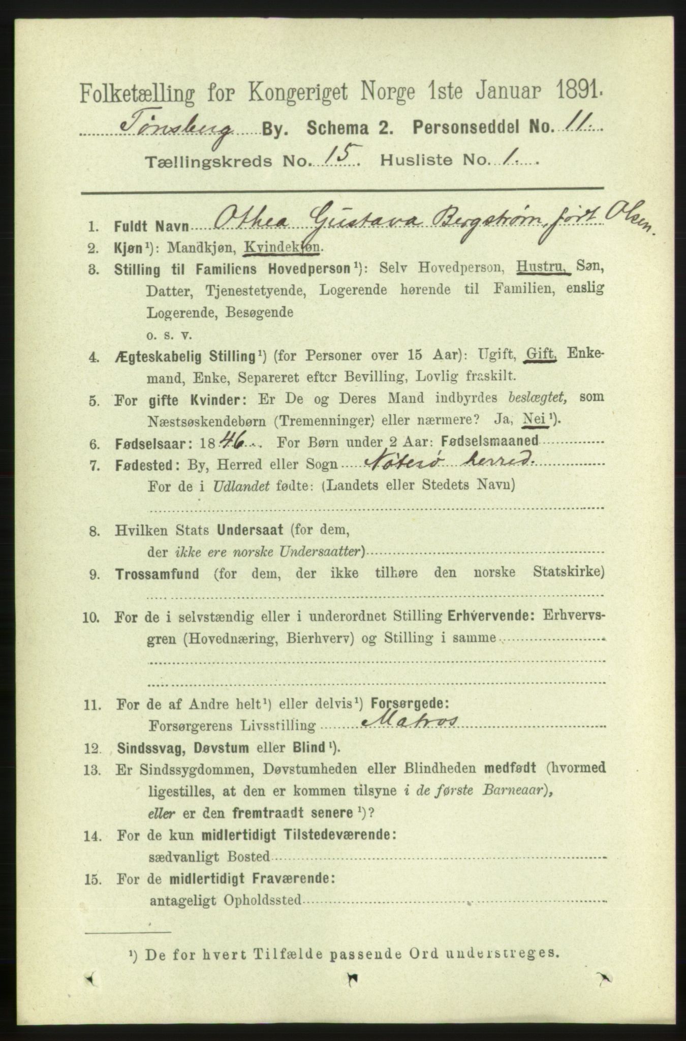 RA, 1891 census for 0705 Tønsberg, 1891, p. 4684