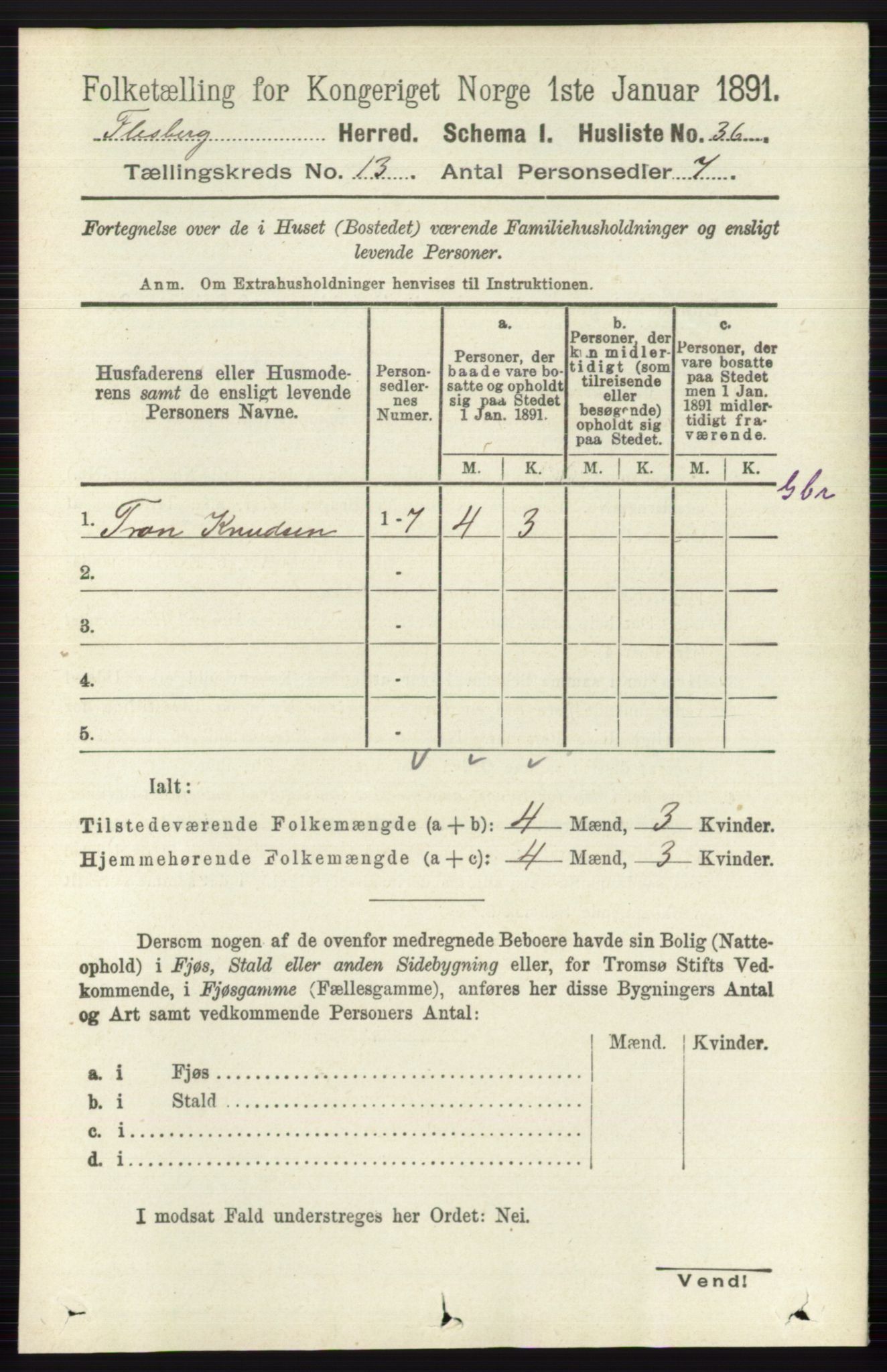 RA, 1891 census for 0631 Flesberg, 1891, p. 2220