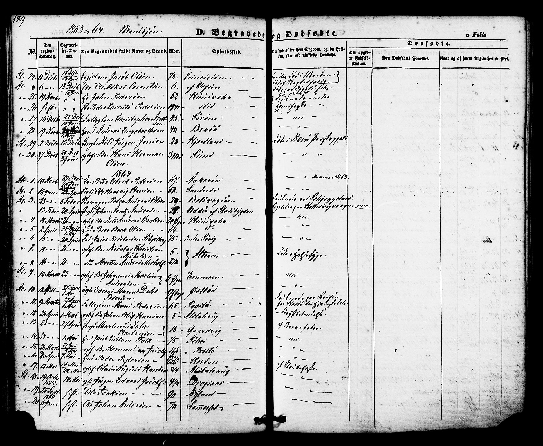 Ministerialprotokoller, klokkerbøker og fødselsregistre - Nordland, AV/SAT-A-1459/830/L0448: Parish register (official) no. 830A12, 1855-1878, p. 189