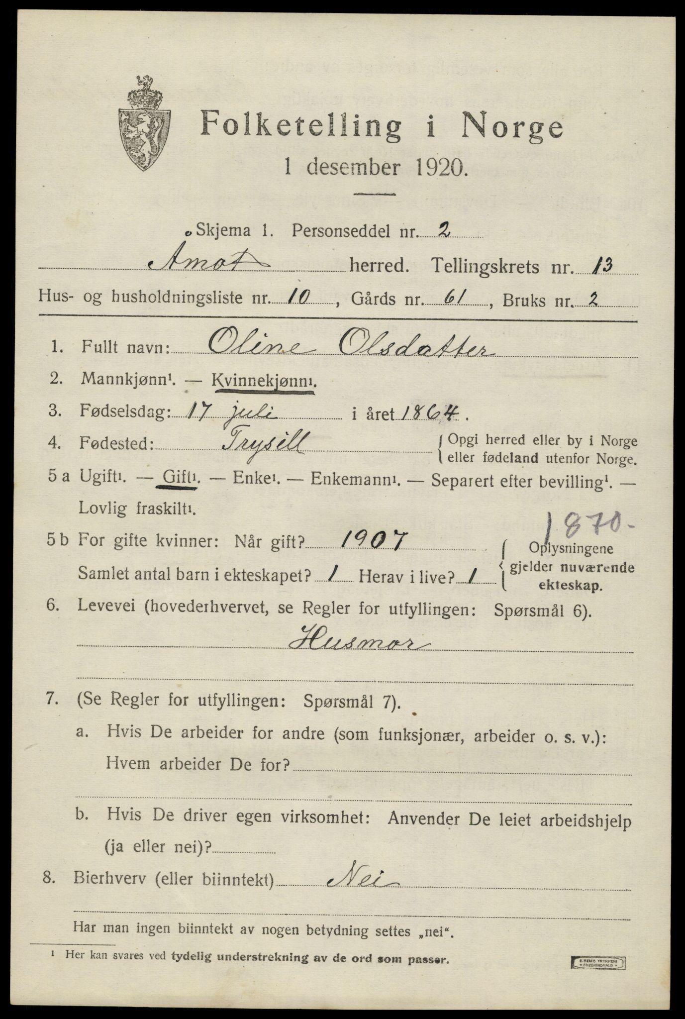 SAH, 1920 census for Åmot, 1920, p. 10857