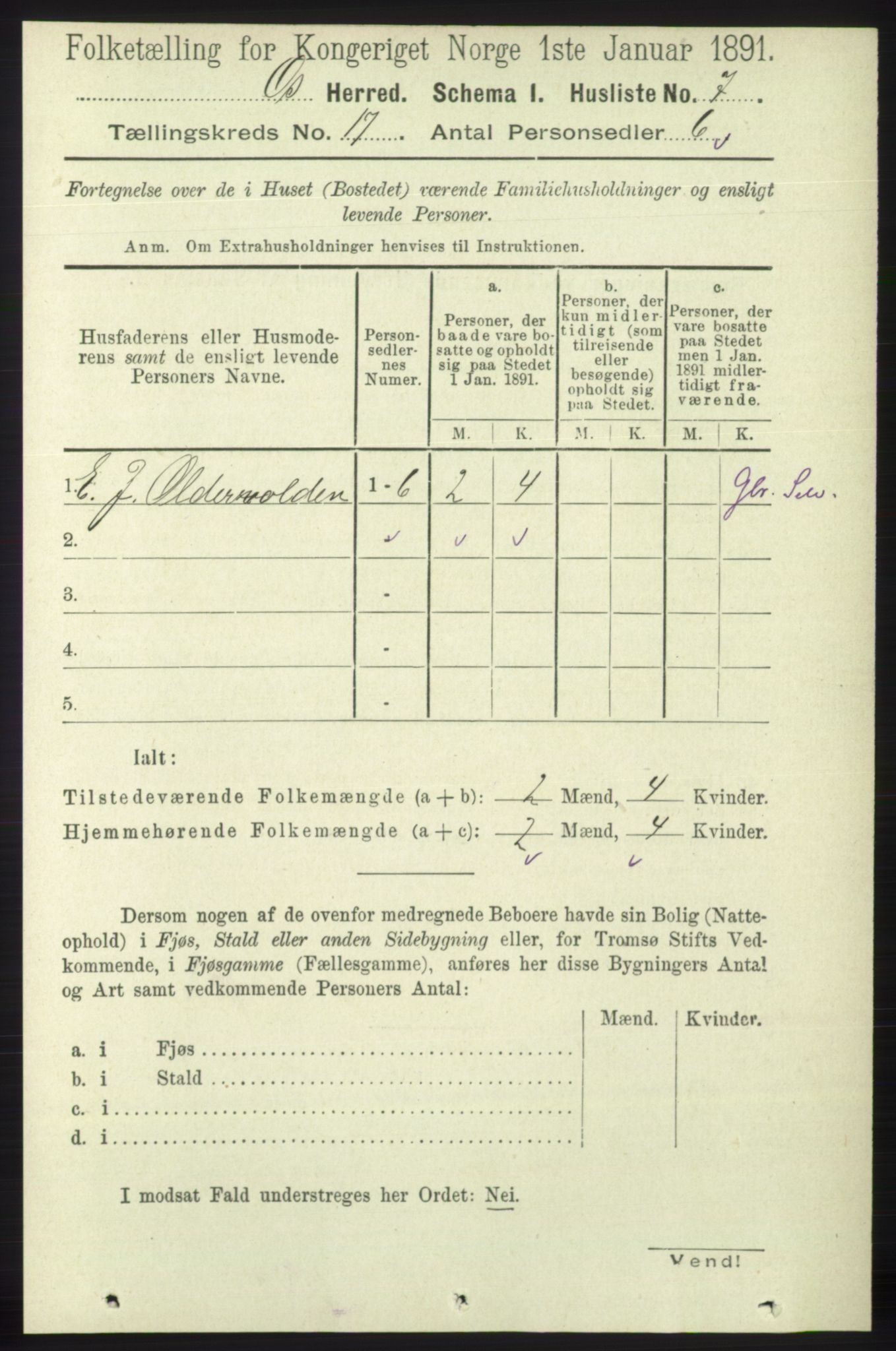 RA, 1891 census for 1243 Os, 1891, p. 3702