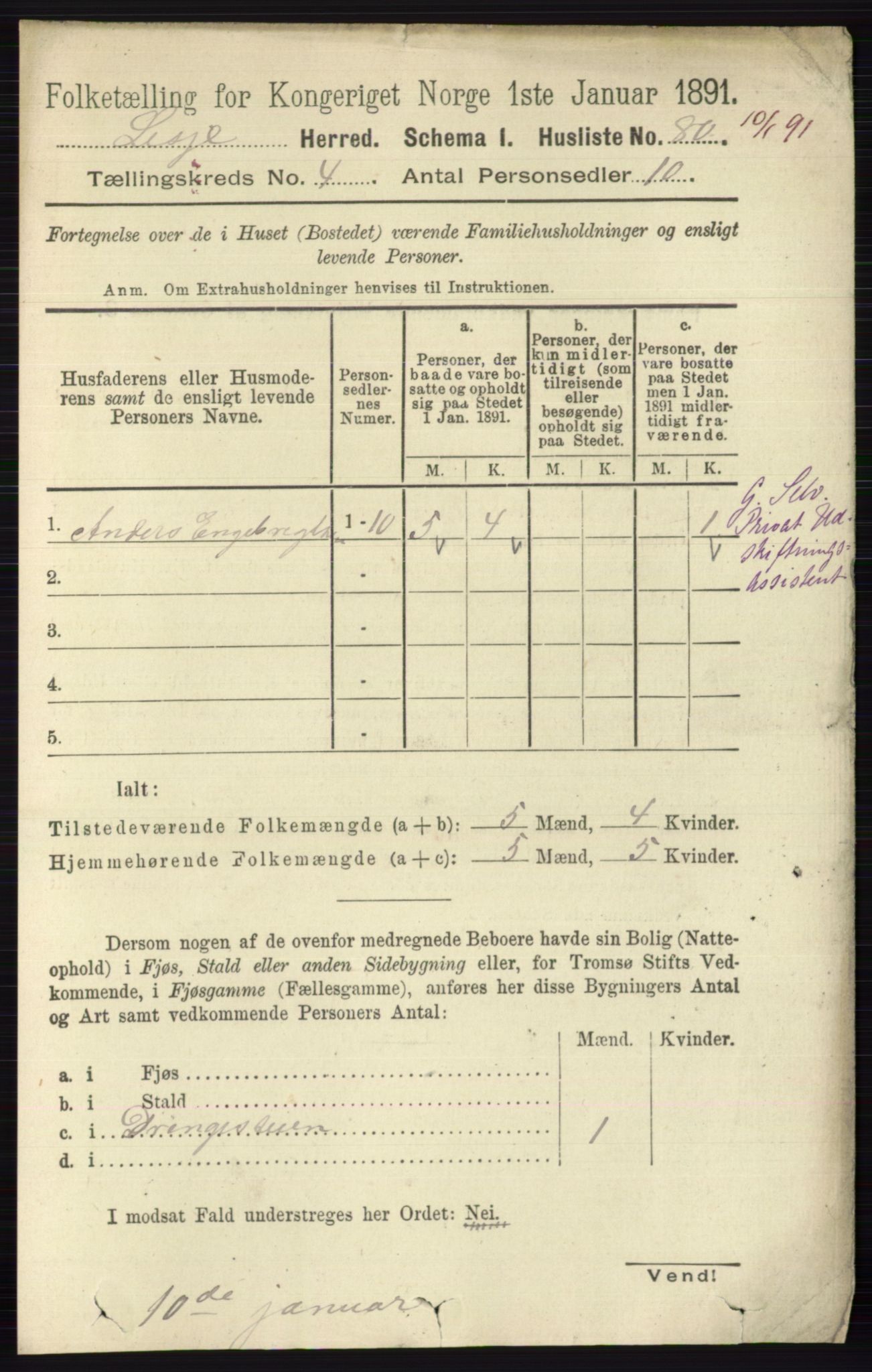 RA, 1891 census for 0512 Lesja, 1891, p. 1083