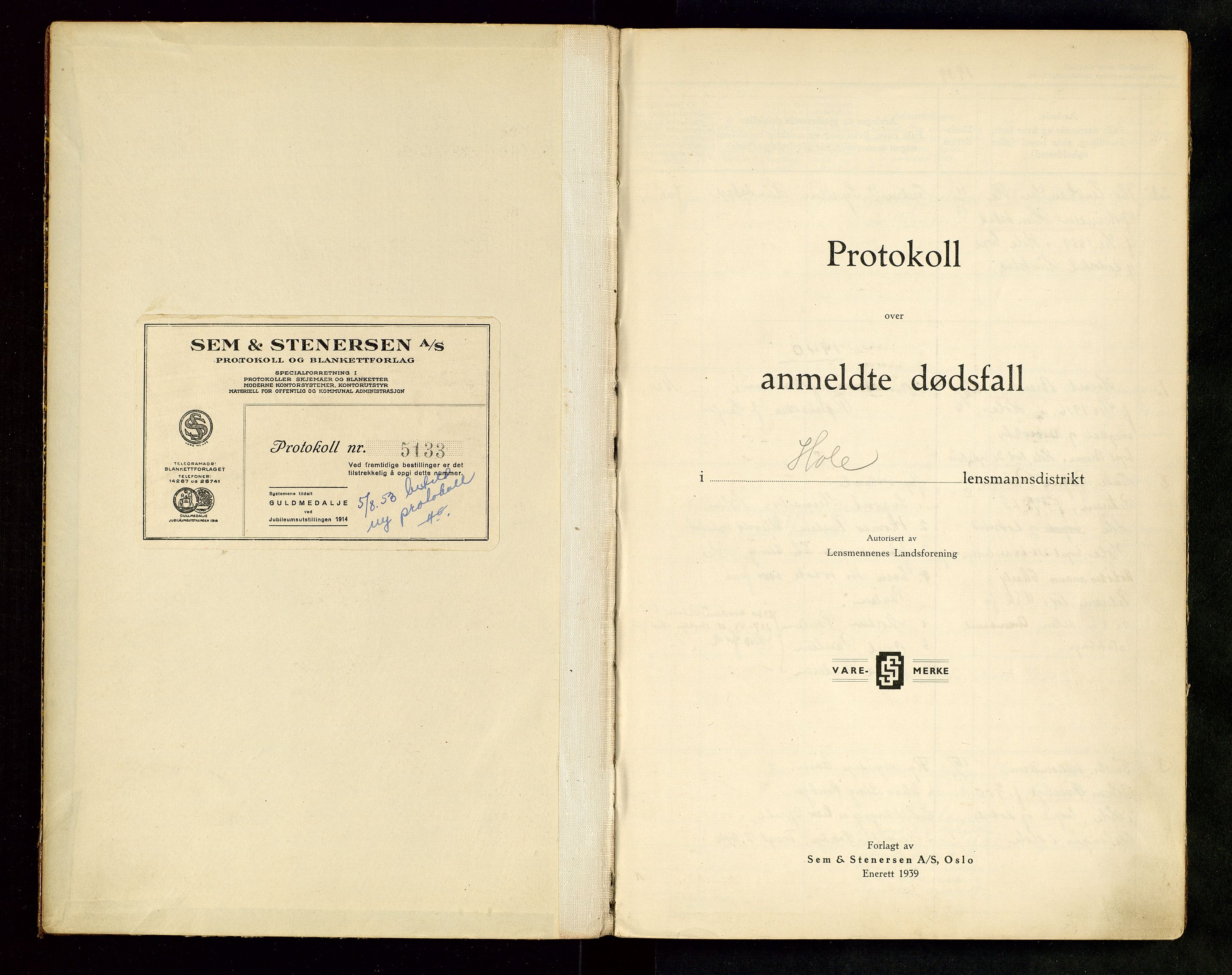 Hole lensmannskontor, AV/SAKO-A-513/H/Ha/L0001/0013: Dødsanmeldelser / Dødsanmeldelser, 1939-1953