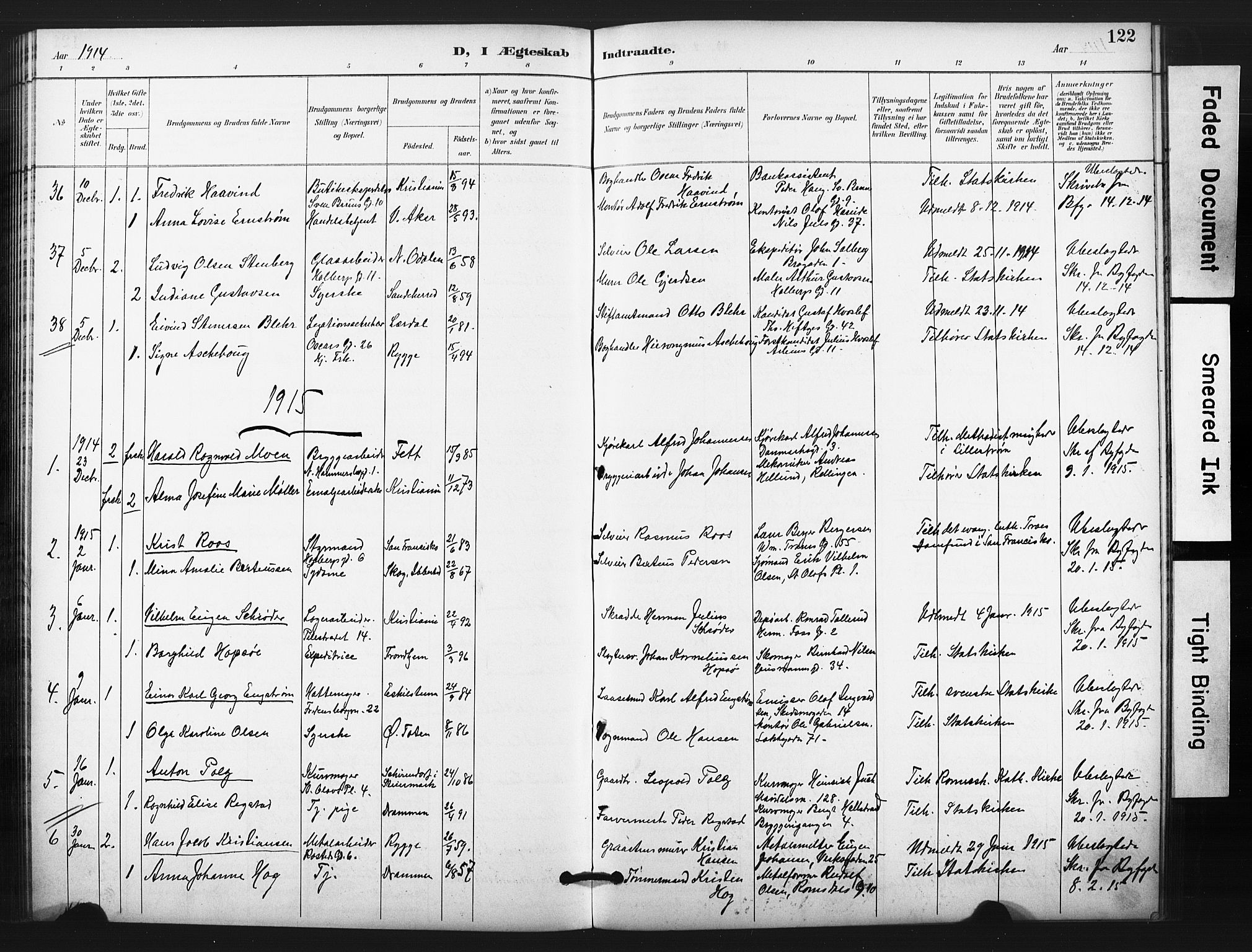 Trefoldighet prestekontor Kirkebøker, SAO/A-10882/F/Fg/L0001: Parish register (official) no. VII 1, 1892-1923, p. 122