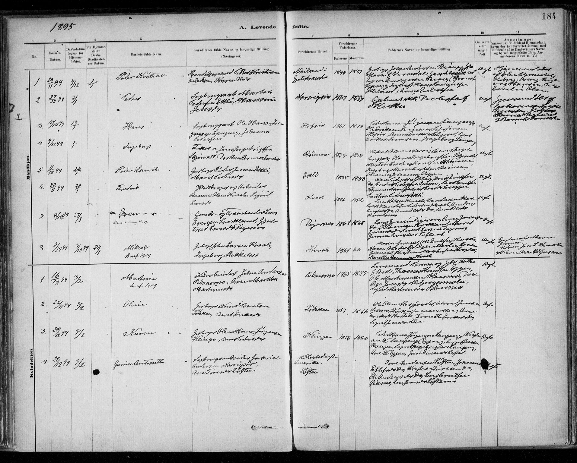 Ministerialprotokoller, klokkerbøker og fødselsregistre - Sør-Trøndelag, SAT/A-1456/668/L0809: Parish register (official) no. 668A09, 1881-1895, p. 184
