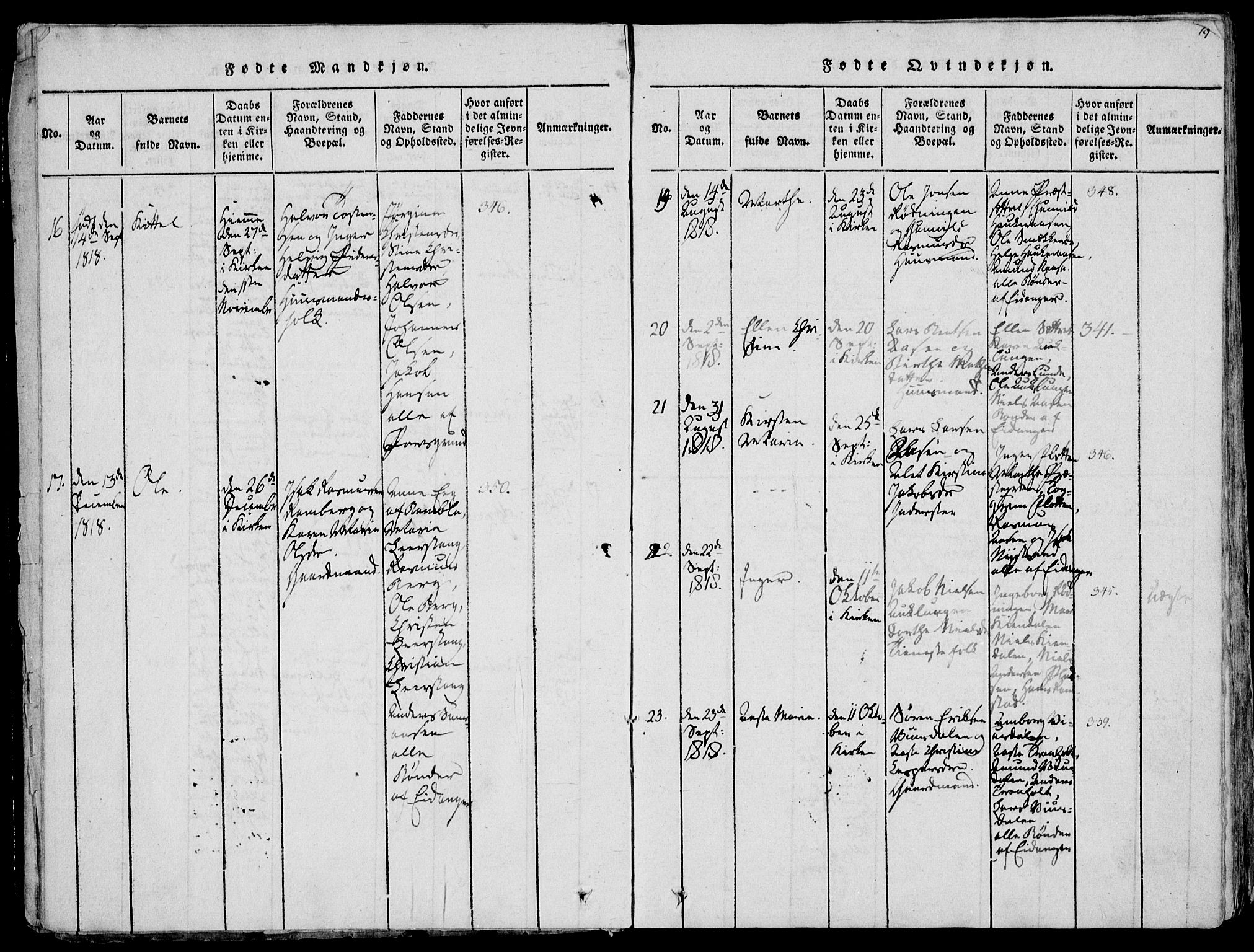 Eidanger kirkebøker, SAKO/A-261/F/Fa/L0007: Parish register (official) no. 7, 1814-1831, p. 19