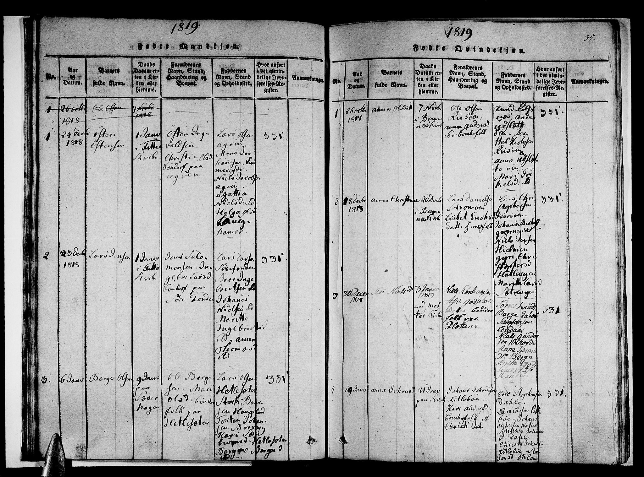 Stord sokneprestembete, AV/SAB-A-78201/H/Haa: Parish register (official) no. A 5, 1816-1825, p. 35