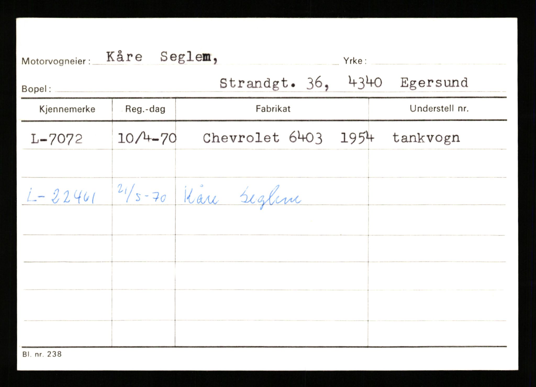 Stavanger trafikkstasjon, SAST/A-101942/0/G/L0002: Registreringsnummer: 5791 - 10405, 1930-1971, p. 607