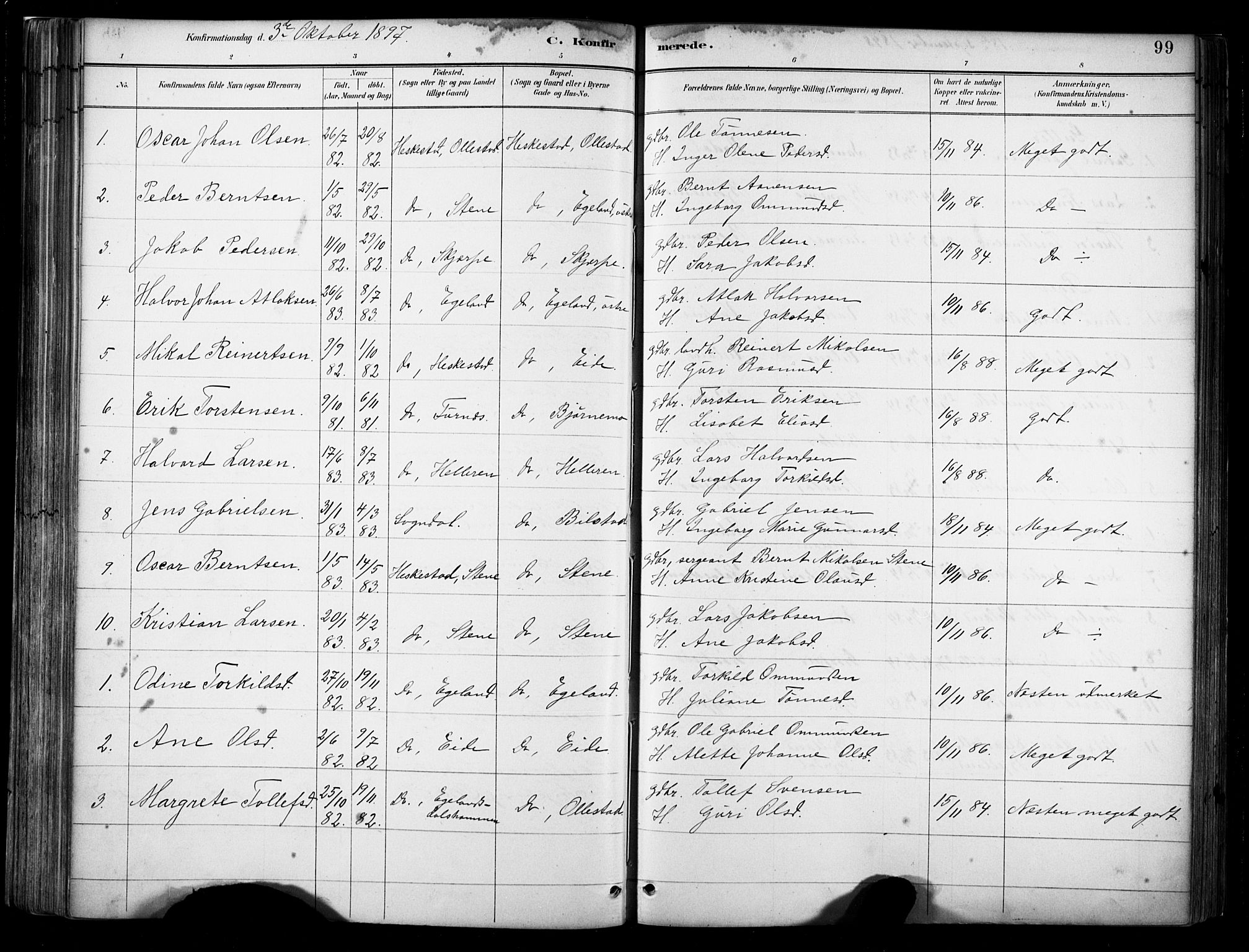 Lund sokneprestkontor, AV/SAST-A-101809/S06/L0012: Parish register (official) no. A 11, 1887-1921, p. 99