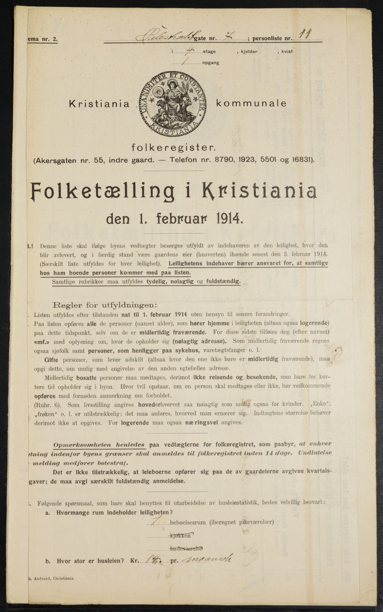 OBA, Municipal Census 1914 for Kristiania, 1914, p. 78888