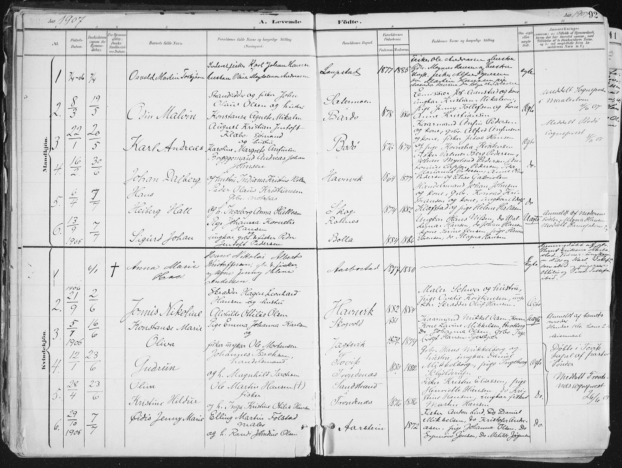 Ibestad sokneprestembete, SATØ/S-0077/H/Ha/Haa/L0017kirke: Parish register (official) no. 17, 1901-1914, p. 92
