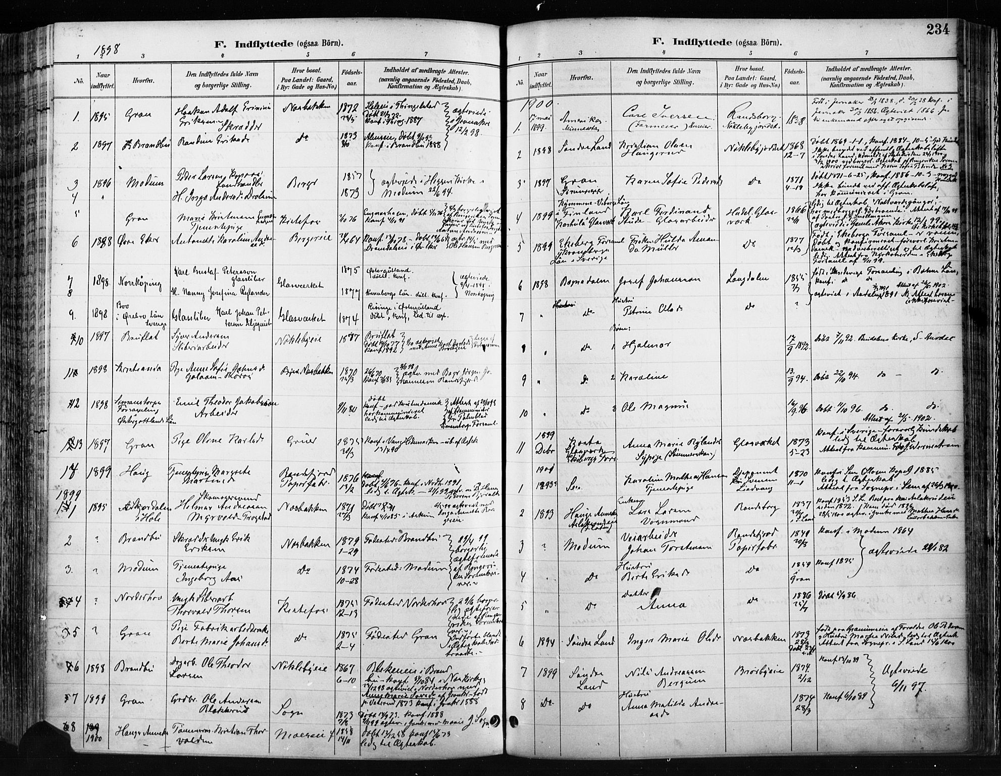 Jevnaker prestekontor, SAH/PREST-116/H/Ha/Haa/L0009: Parish register (official) no. 9, 1891-1901, p. 234