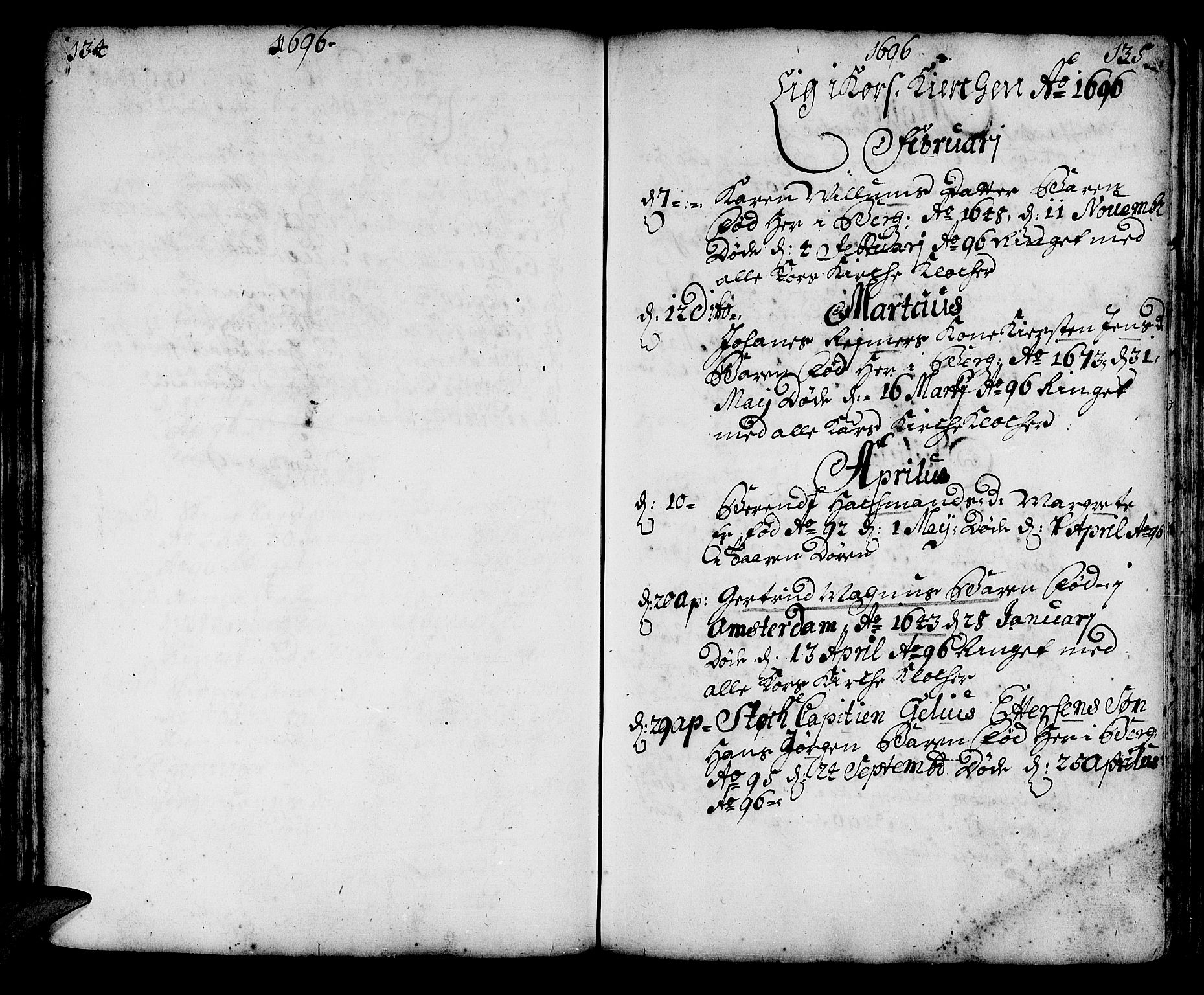 Korskirken sokneprestembete, AV/SAB-A-76101/H/Haa/L0010: Parish register (official) no. A 10, 1688-1703, p. 134-135