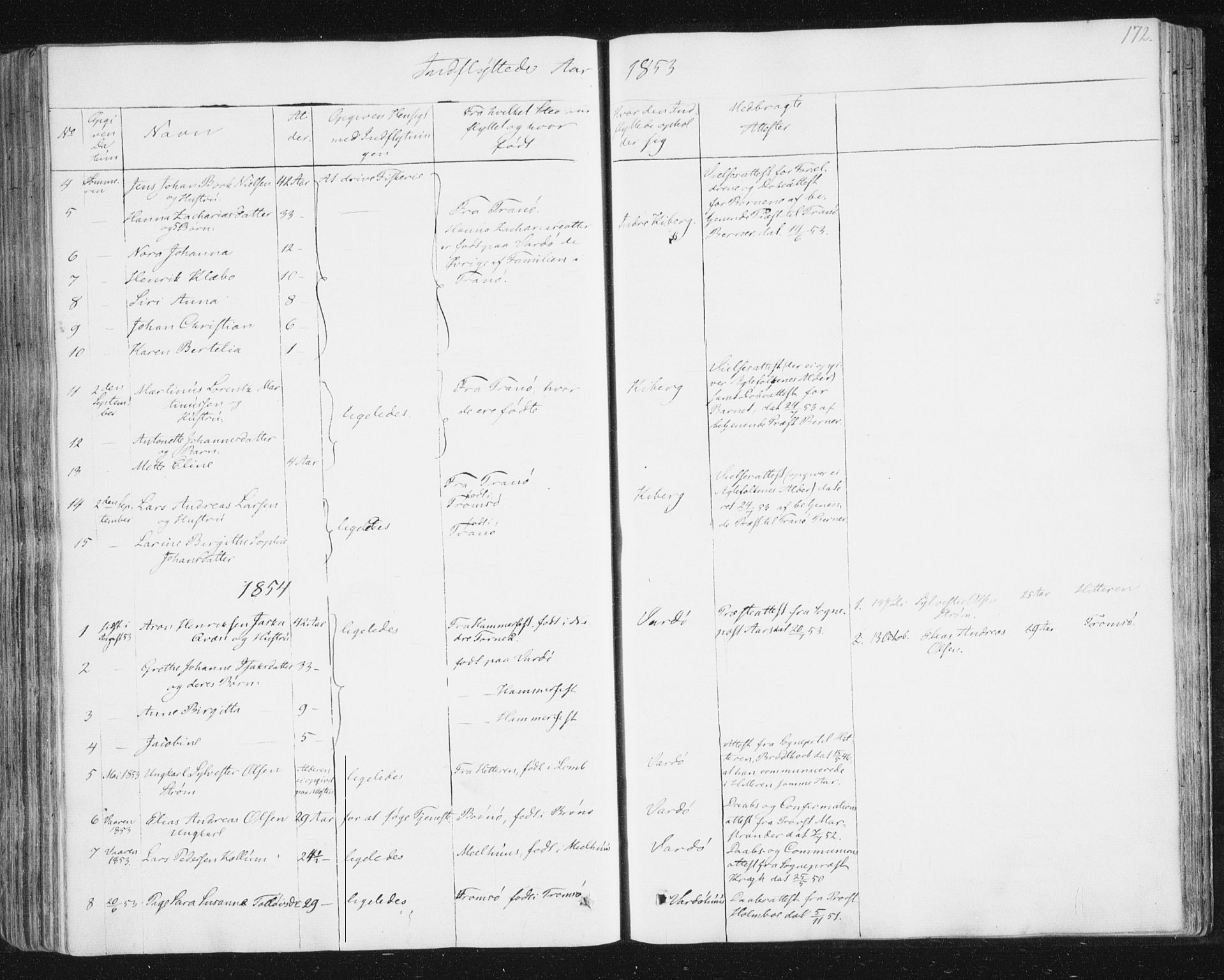 Vardø sokneprestkontor, SATØ/S-1332/H/Ha/L0003kirke: Parish register (official) no. 3, 1843-1861, p. 172