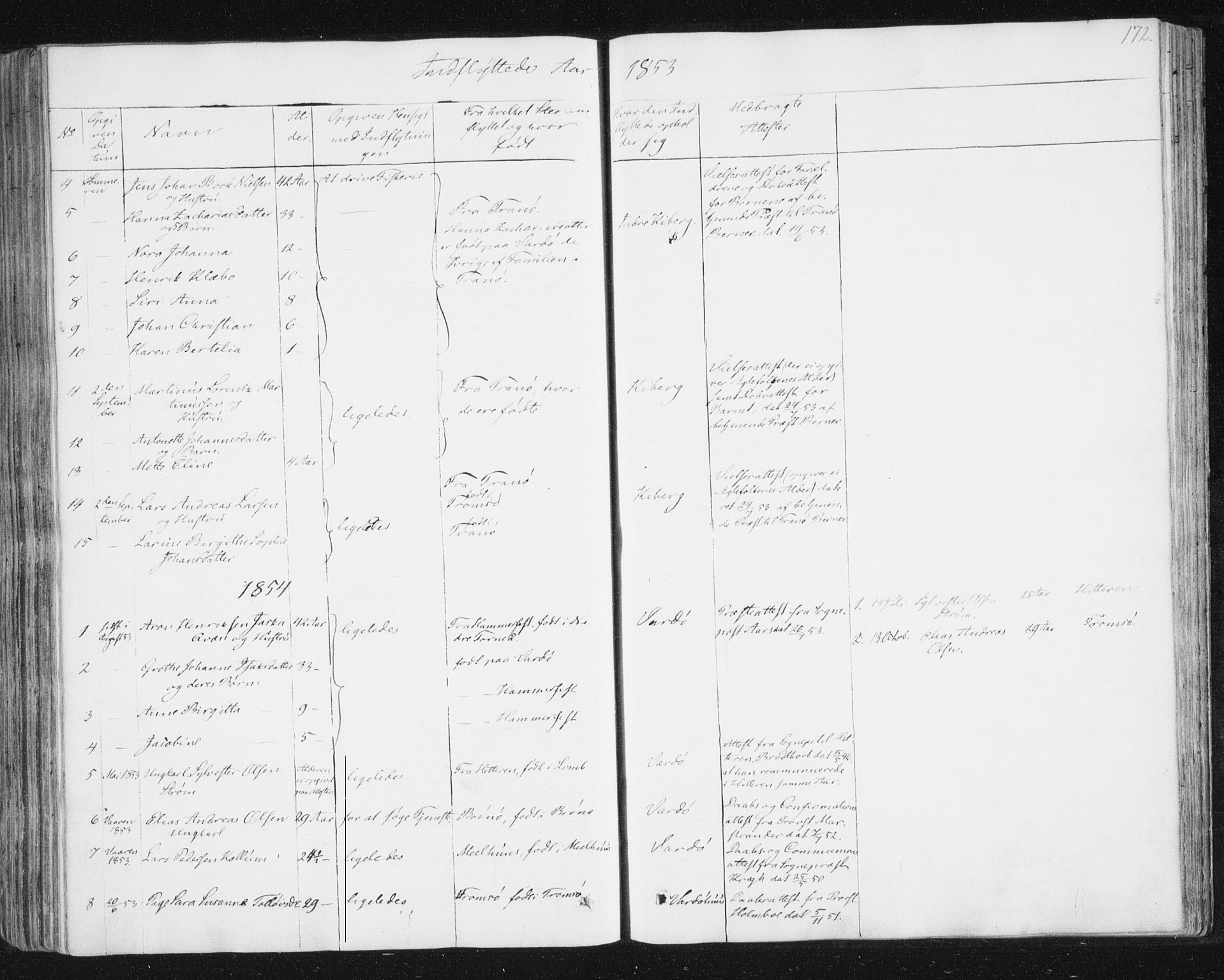 Vardø sokneprestkontor, AV/SATØ-S-1332/H/Ha/L0003kirke: Parish register (official) no. 3, 1843-1861, p. 172