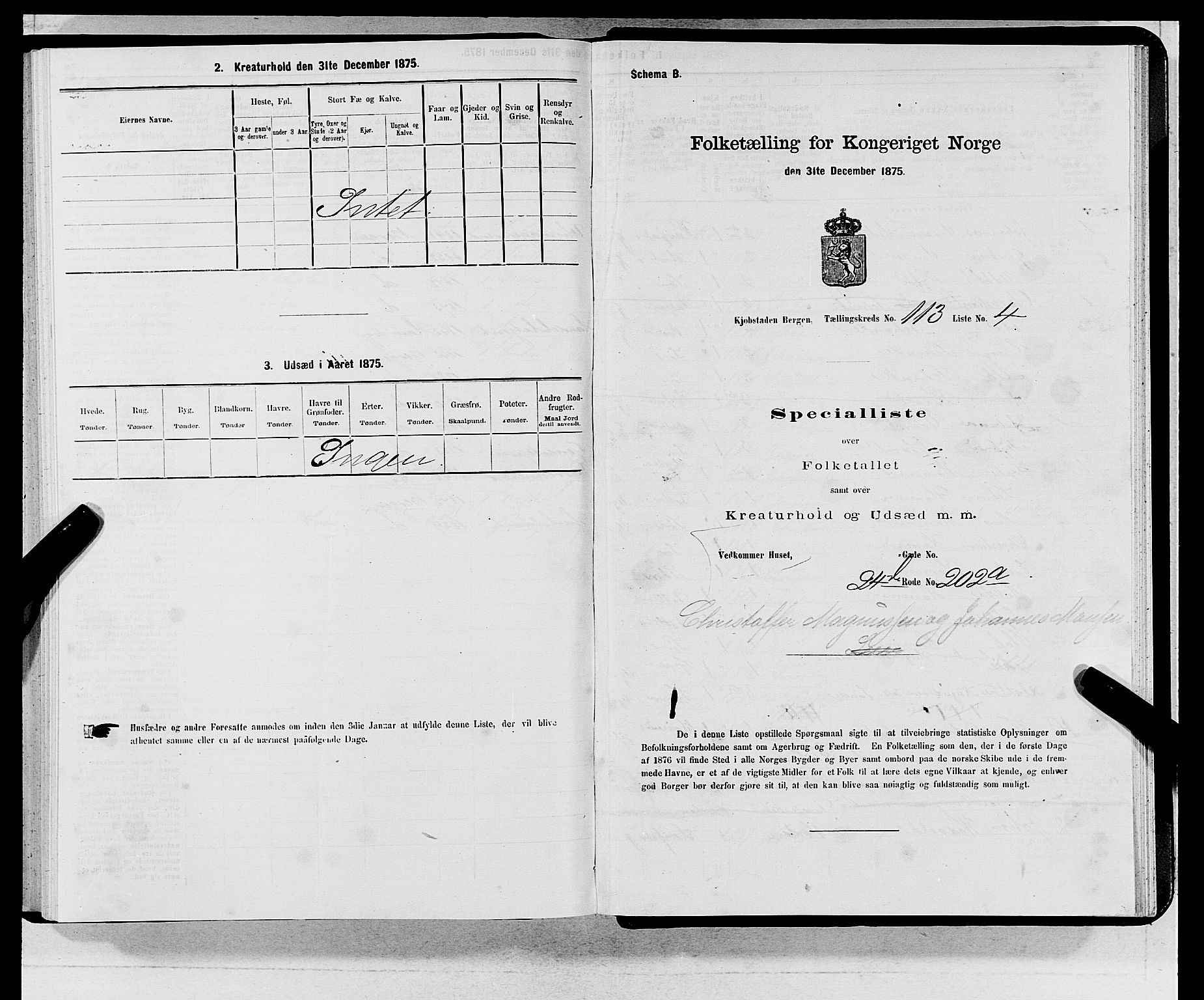 SAB, 1875 census for 1301 Bergen, 1875, p. 6137