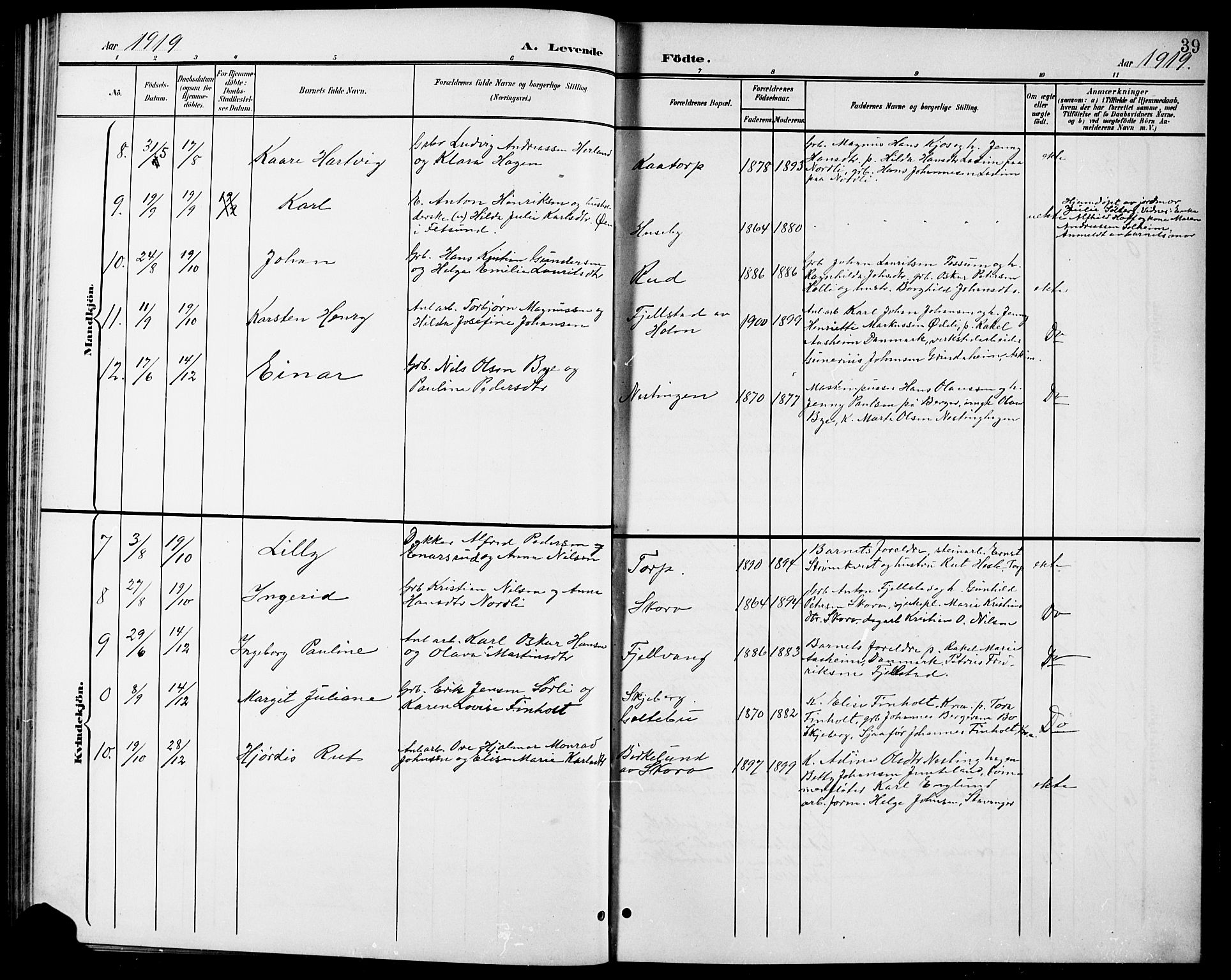 Spydeberg prestekontor Kirkebøker, SAO/A-10924/G/Gb/L0001: Parish register (copy) no. II 1, 1901-1924, p. 39