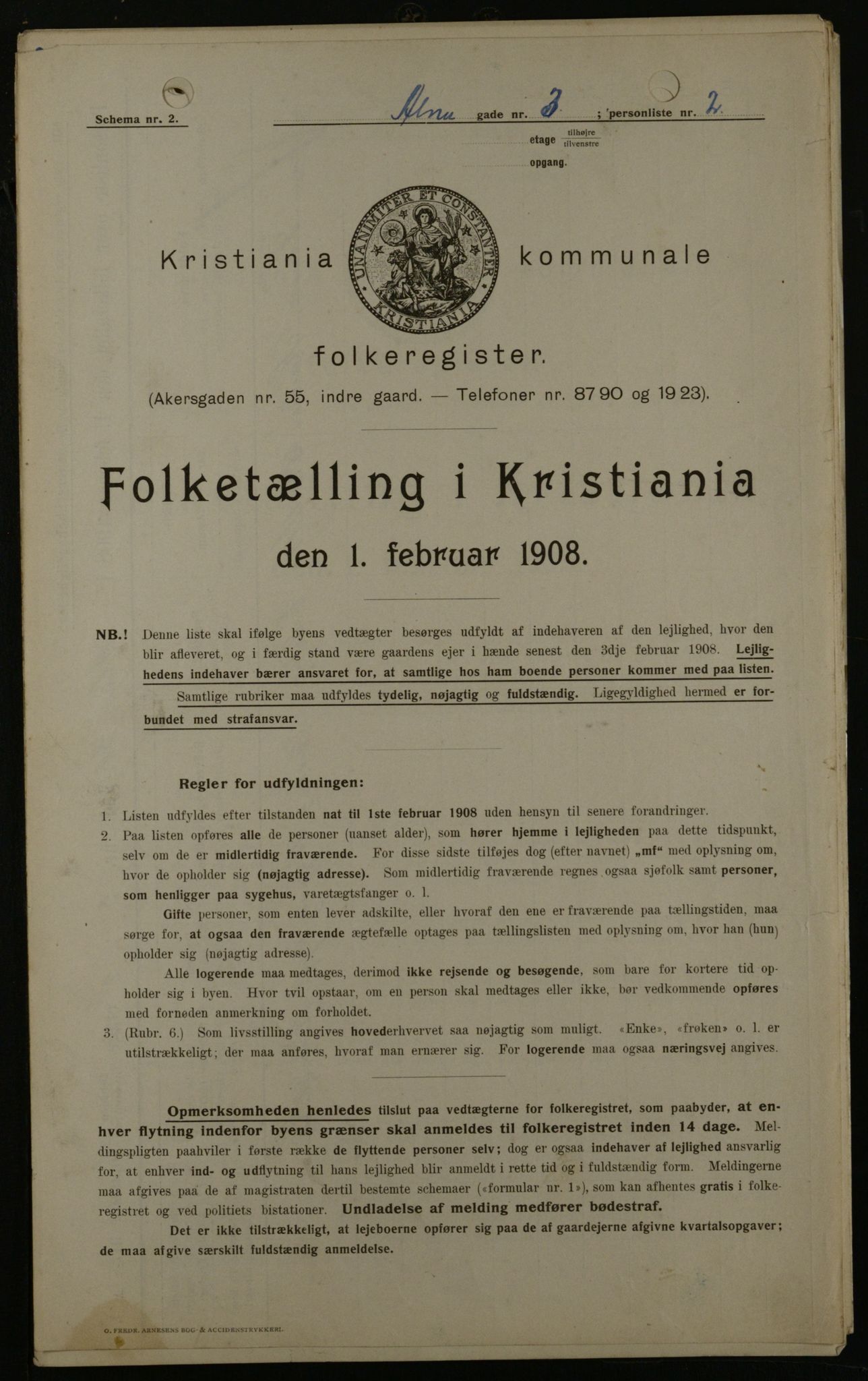 OBA, Municipal Census 1908 for Kristiania, 1908, p. 1387