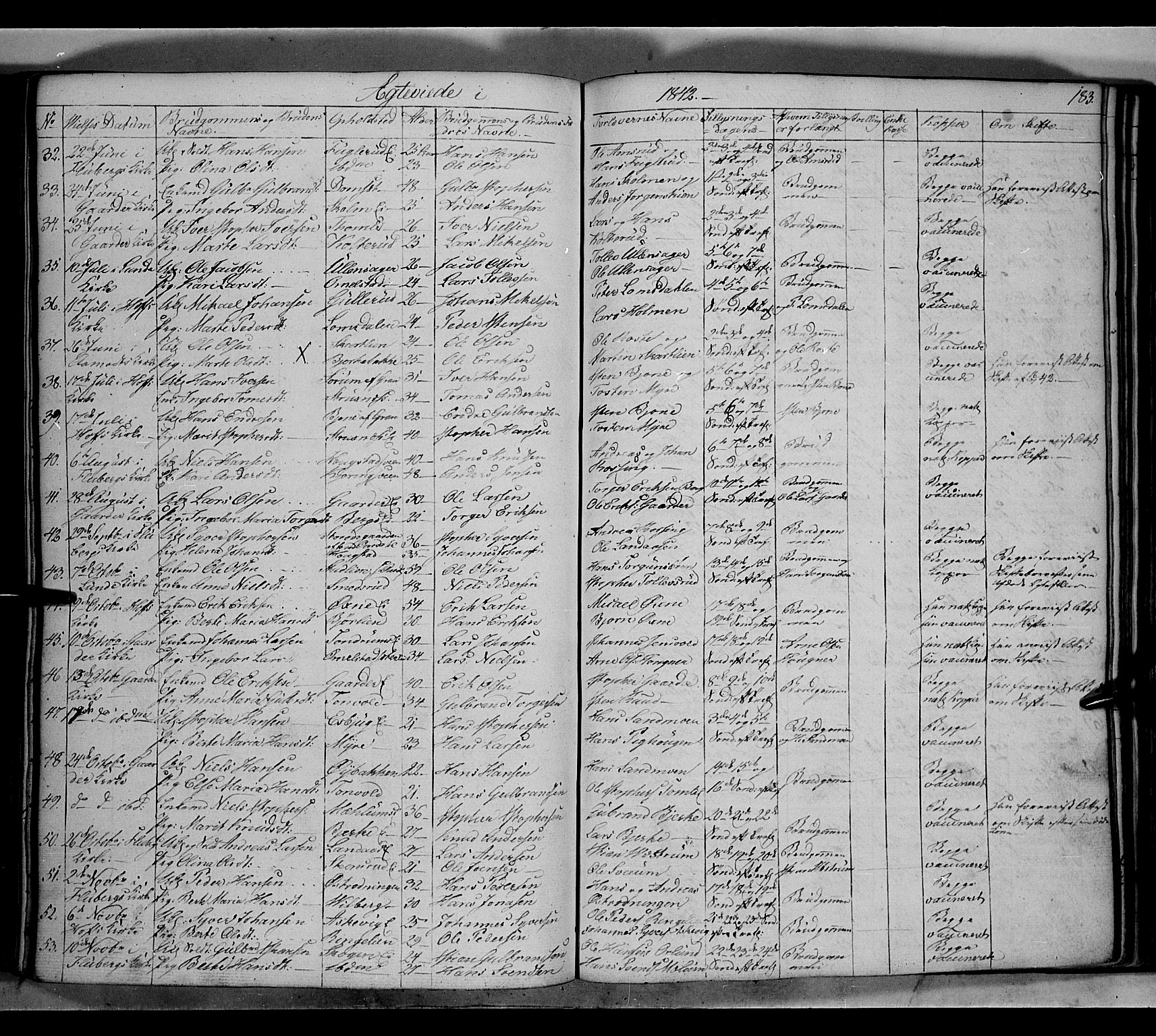 Land prestekontor, SAH/PREST-120/H/Ha/Hab/L0002: Parish register (copy) no. 2, 1833-1849, p. 183