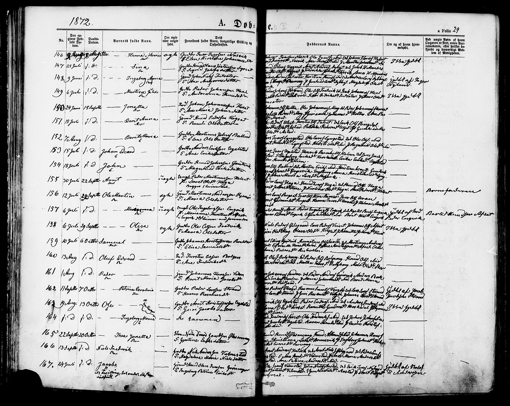 Ministerialprotokoller, klokkerbøker og fødselsregistre - Møre og Romsdal, SAT/A-1454/568/L0805: Parish register (official) no. 568A12 /1, 1869-1884, p. 29