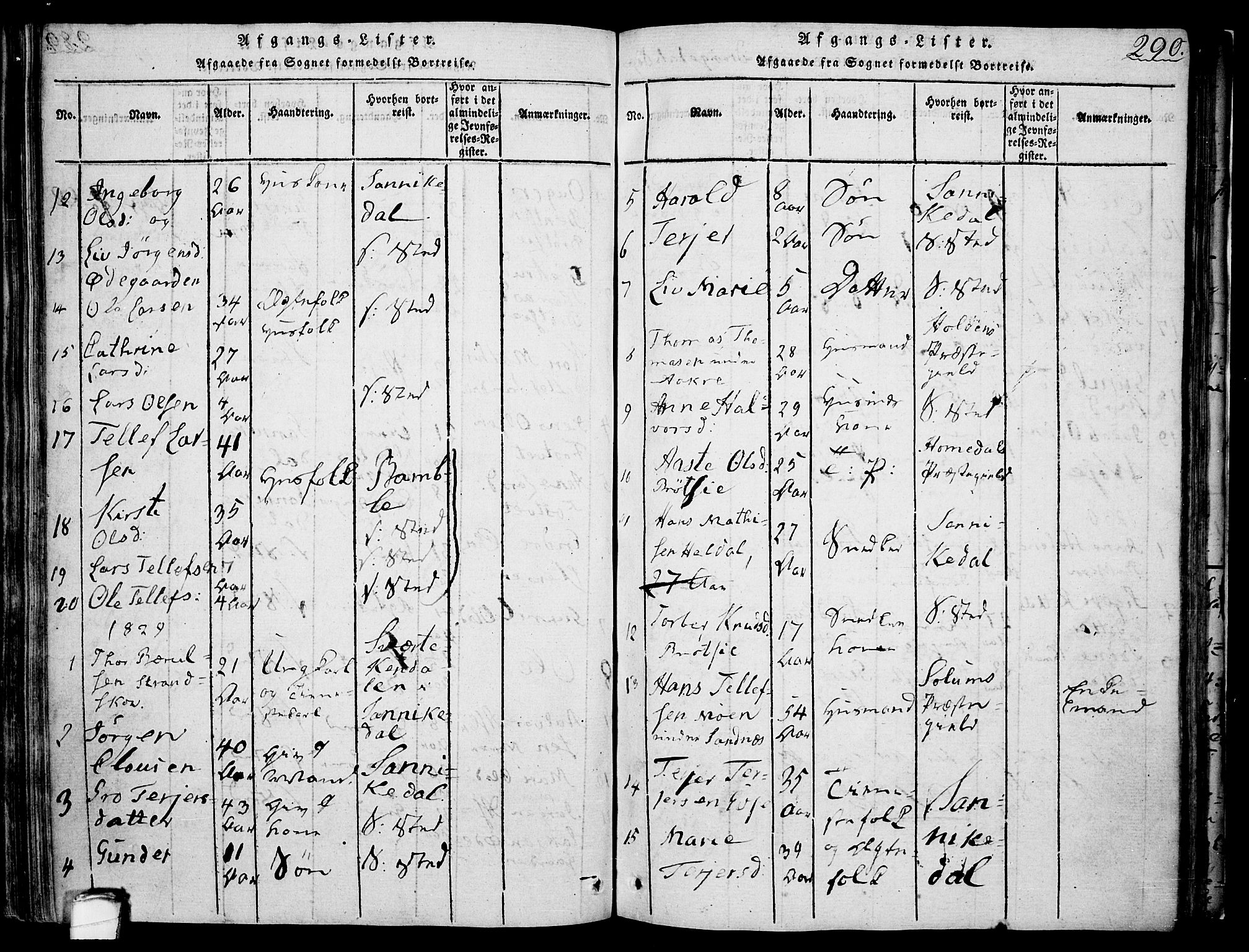 Drangedal kirkebøker, SAKO/A-258/F/Fa/L0005: Parish register (official) no. 5 /1, 1814-1831, p. 290