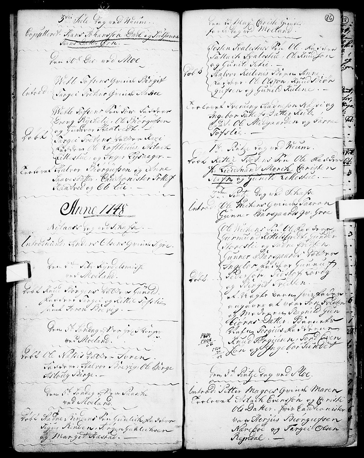 Fyresdal kirkebøker, SAKO/A-263/F/Fa/L0001: Parish register (official) no. I 1, 1724-1748, p. 86