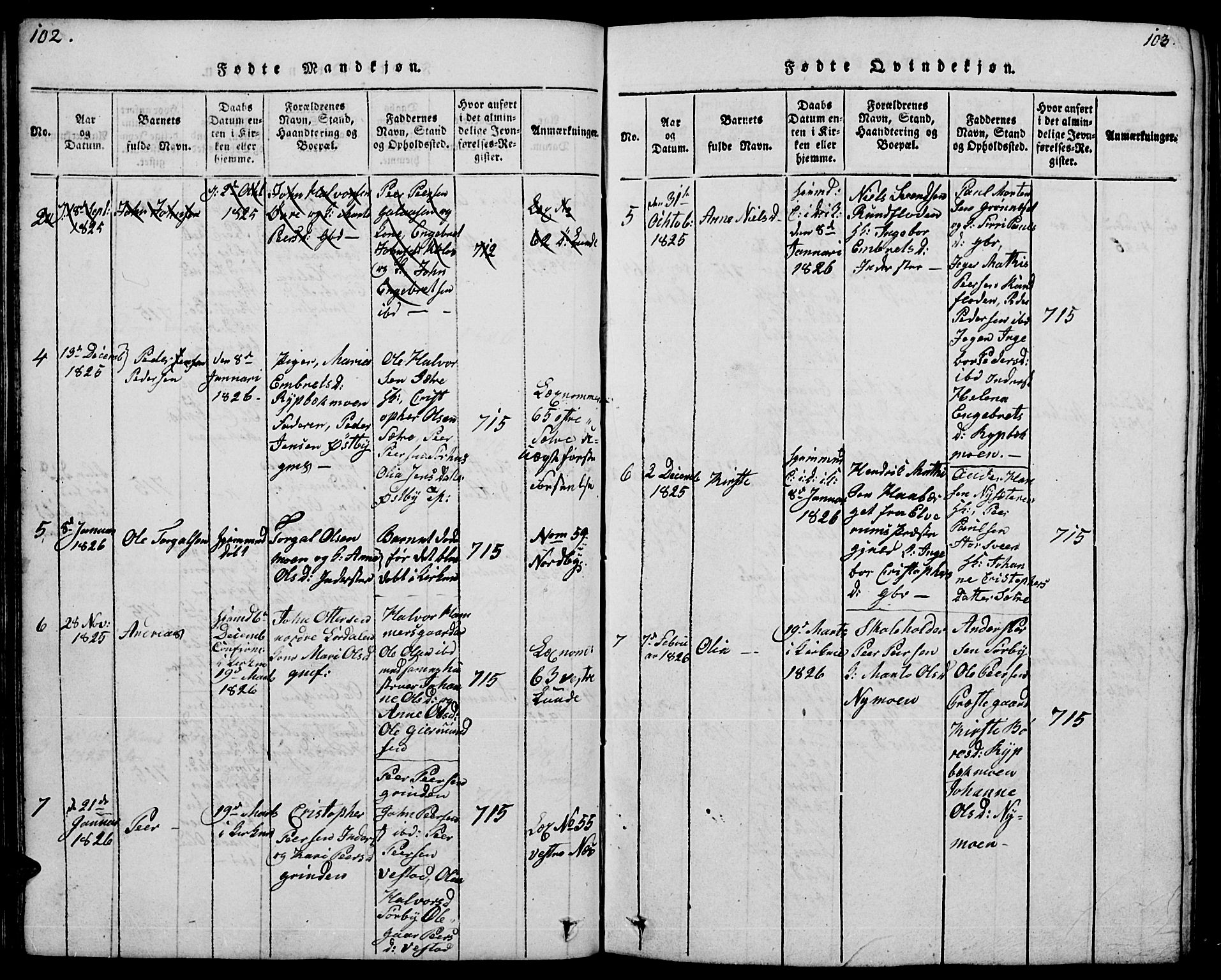 Trysil prestekontor, AV/SAH-PREST-046/H/Ha/Hab/L0004: Parish register (copy) no. 4, 1814-1841, p. 102-103