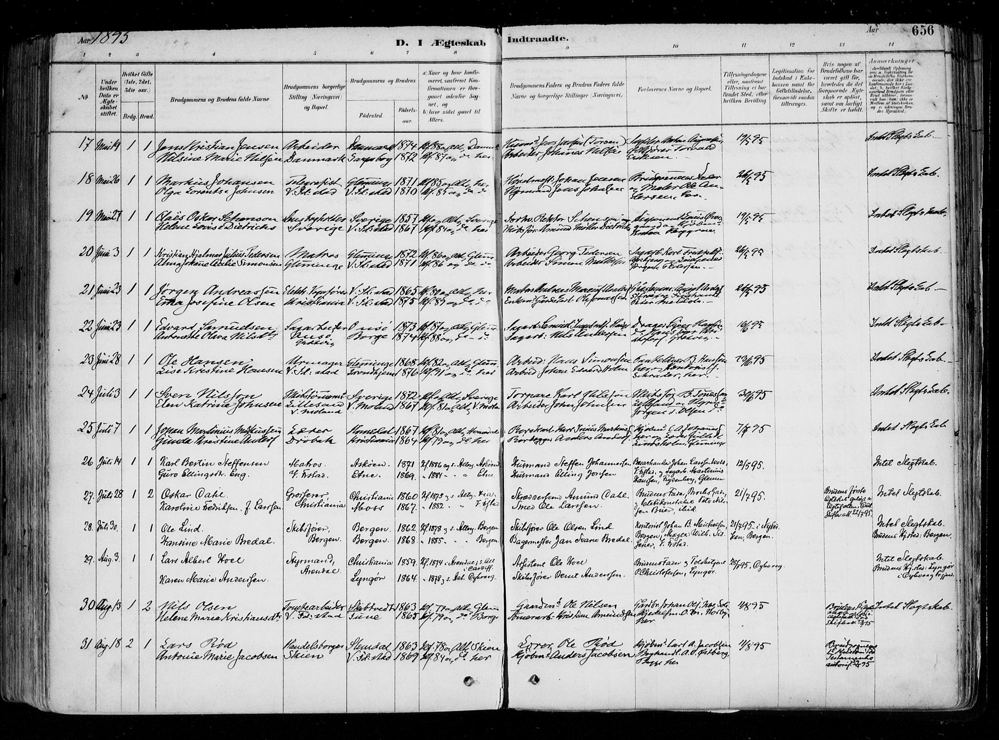 Fredrikstad domkirkes prestekontor Kirkebøker, AV/SAO-A-10906/F/Fa/L0004: Parish register (official) no. 4, 1878-1907, p. 656