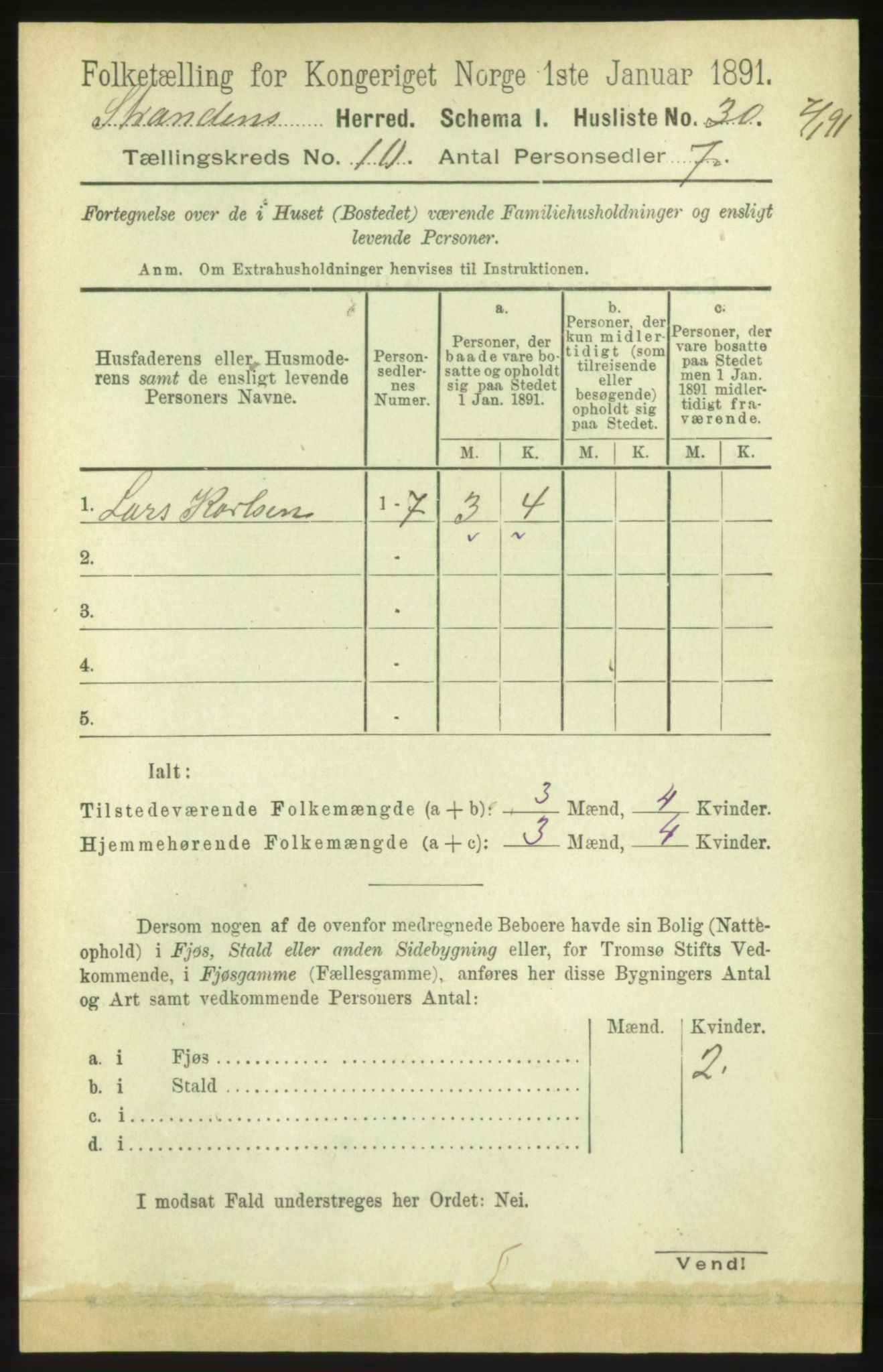 RA, 1891 census for 1525 Stranda, 1891, p. 2373
