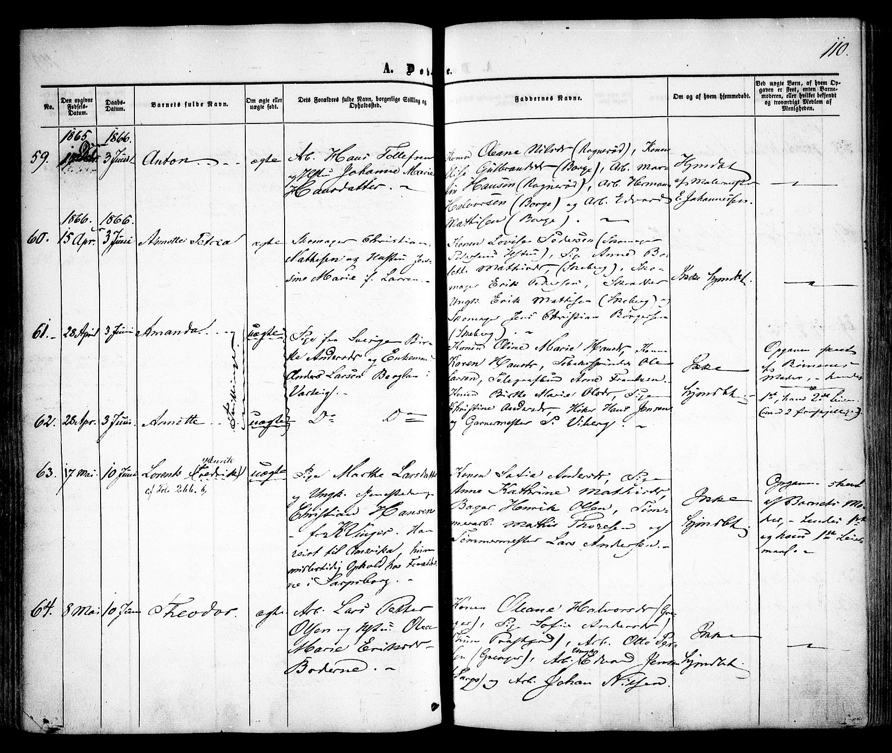 Sarpsborg prestekontor Kirkebøker, AV/SAO-A-2006/F/Fa/L0001: Parish register (official) no. 1, 1859-1868, p. 110