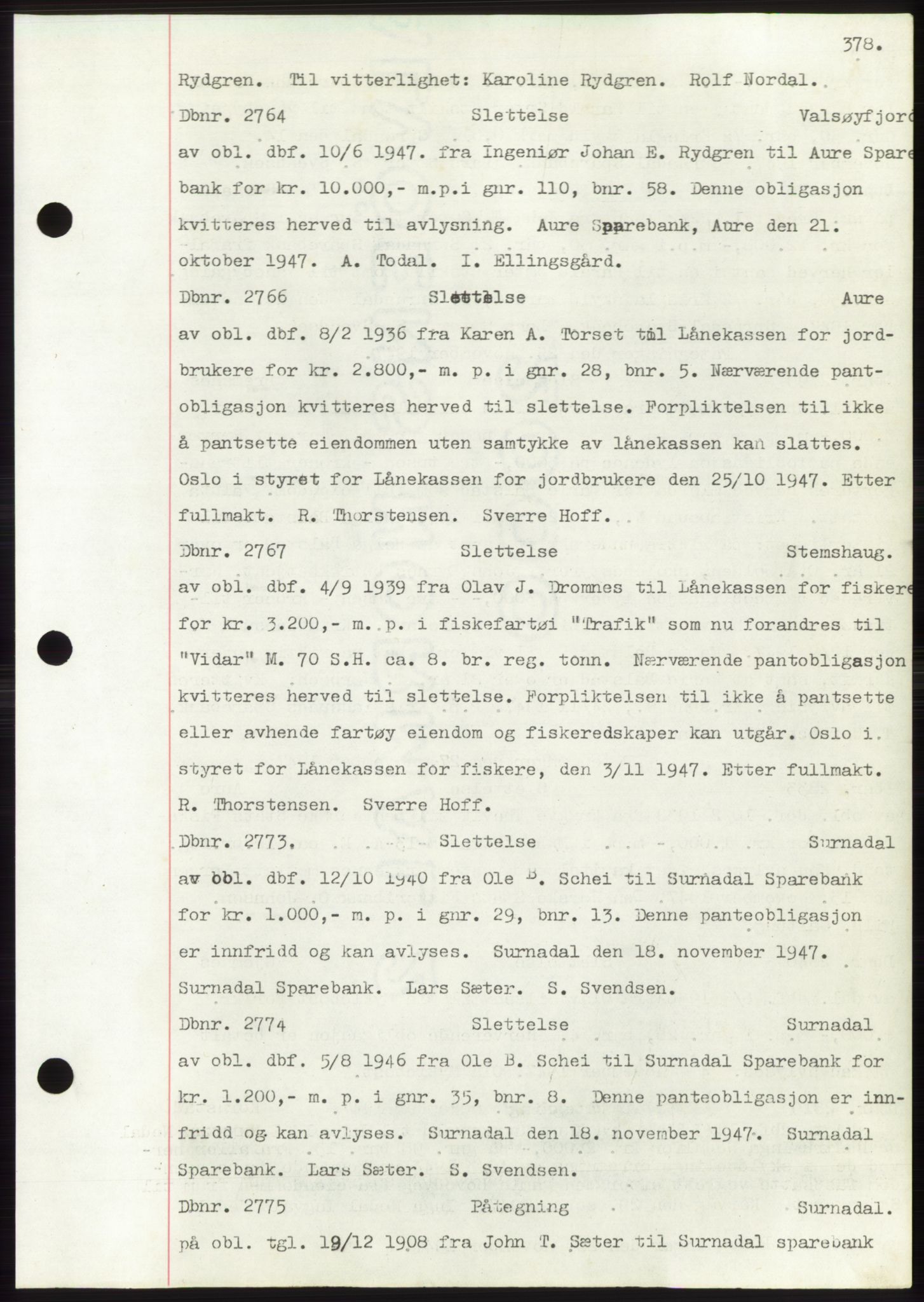 Nordmøre sorenskriveri, AV/SAT-A-4132/1/2/2Ca: Mortgage book no. C82b, 1946-1951, Diary no: : 2764/1947