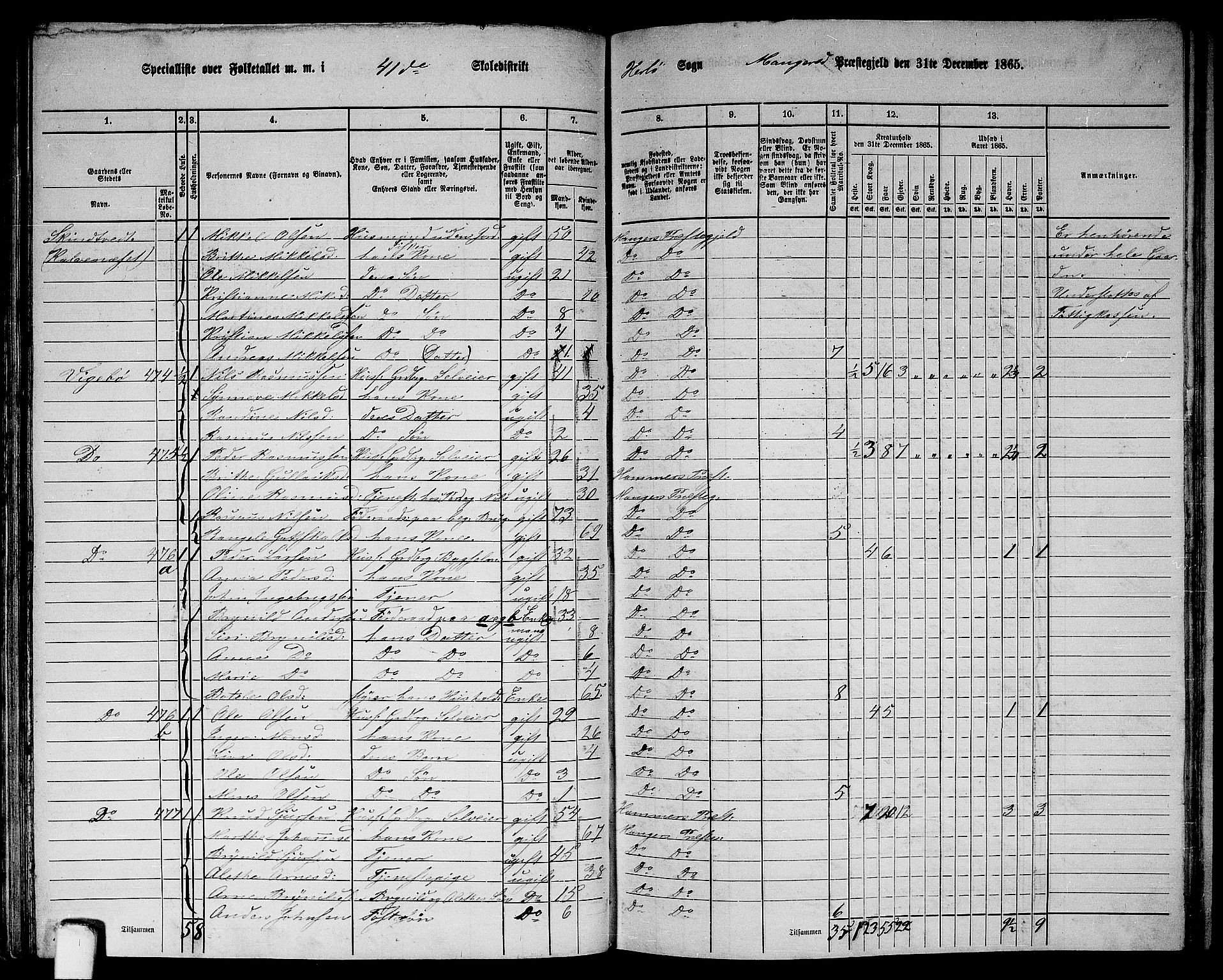 RA, 1865 census for Manger, 1865, p. 127