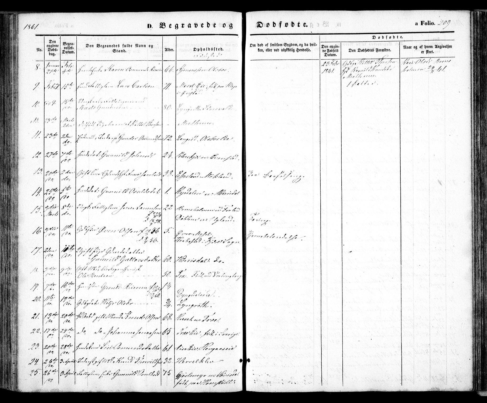 Froland sokneprestkontor, AV/SAK-1111-0013/F/Fa/L0002: Parish register (official) no. A 2, 1845-1863, p. 209