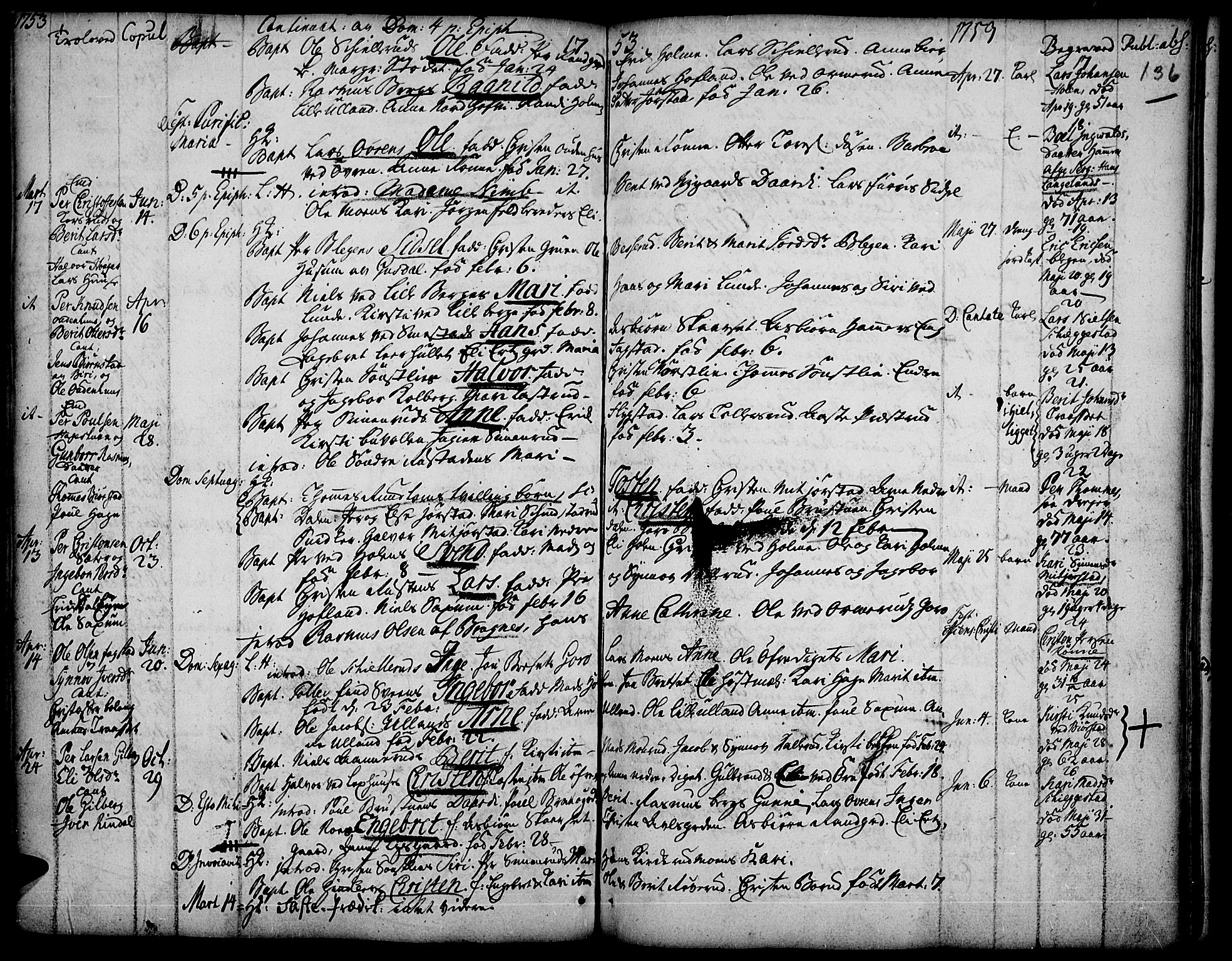 Fåberg prestekontor, SAH/PREST-086/H/Ha/Haa/L0001: Parish register (official) no. 1, 1727-1775, p. 136