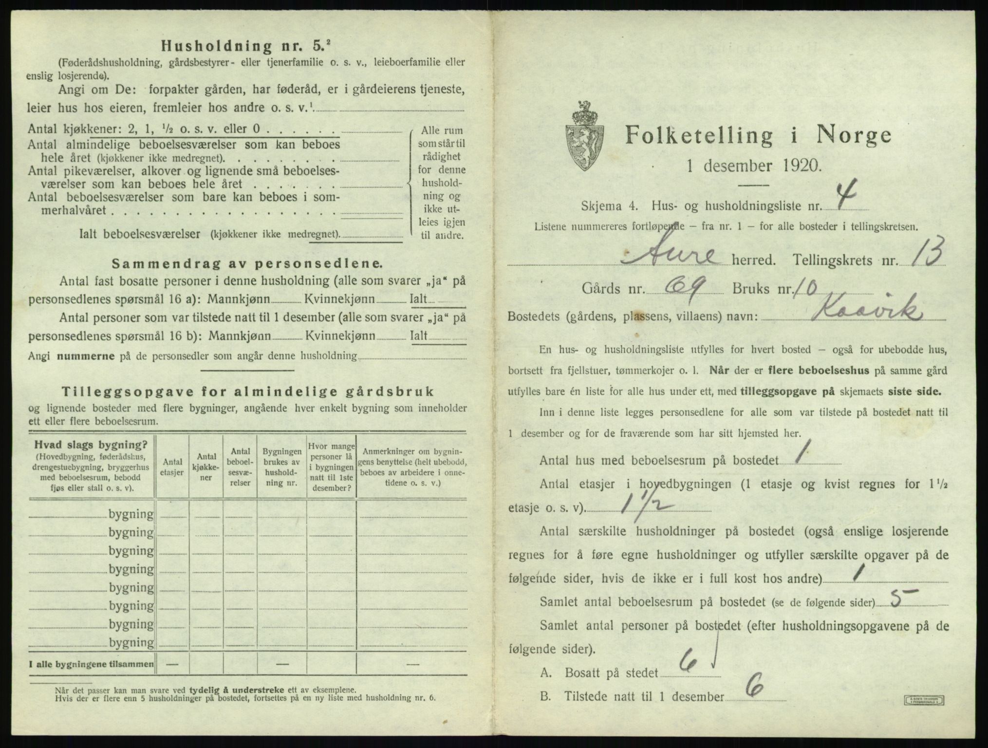 SAT, 1920 census for Aure, 1920, p. 774