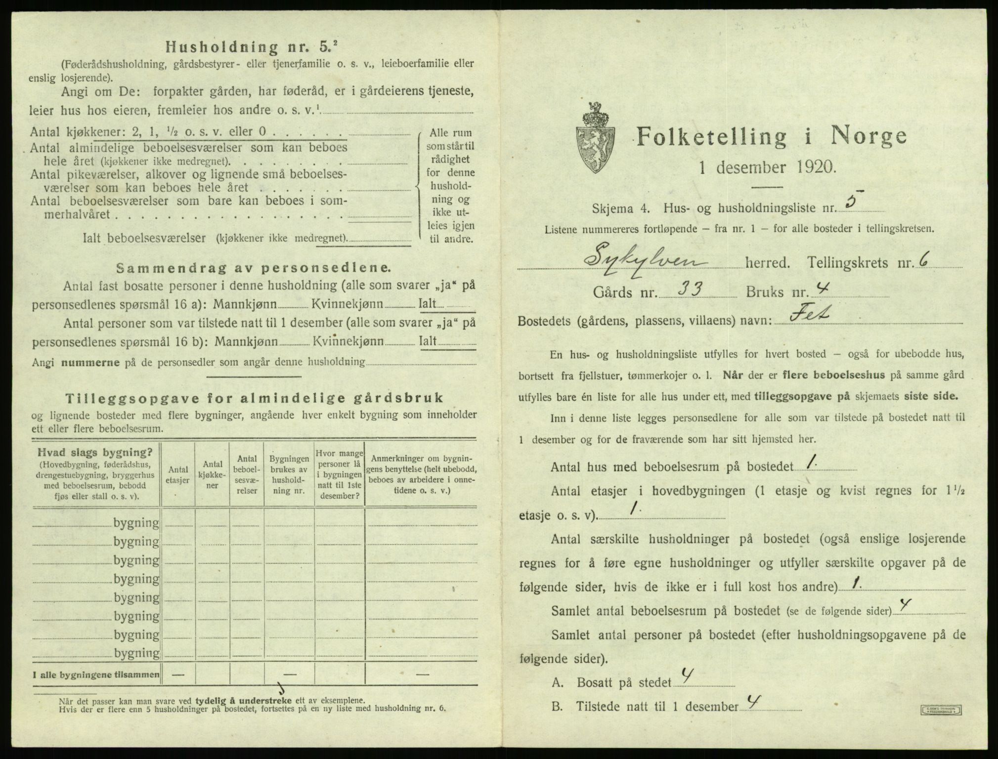 SAT, 1920 census for Sykkylven, 1920, p. 507