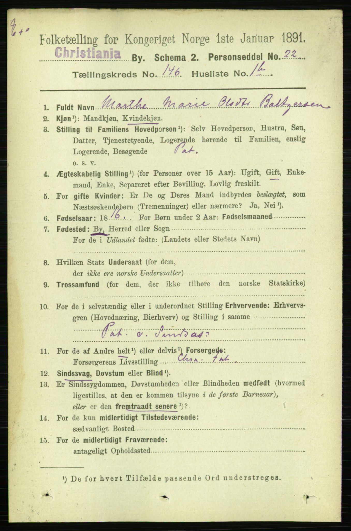 RA, 1891 census for 0301 Kristiania, 1891, p. 80538