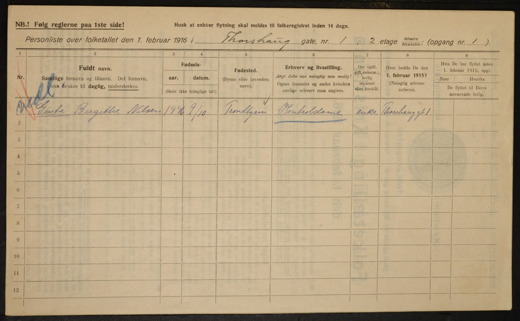 OBA, Municipal Census 1916 for Kristiania, 1916, p. 117639