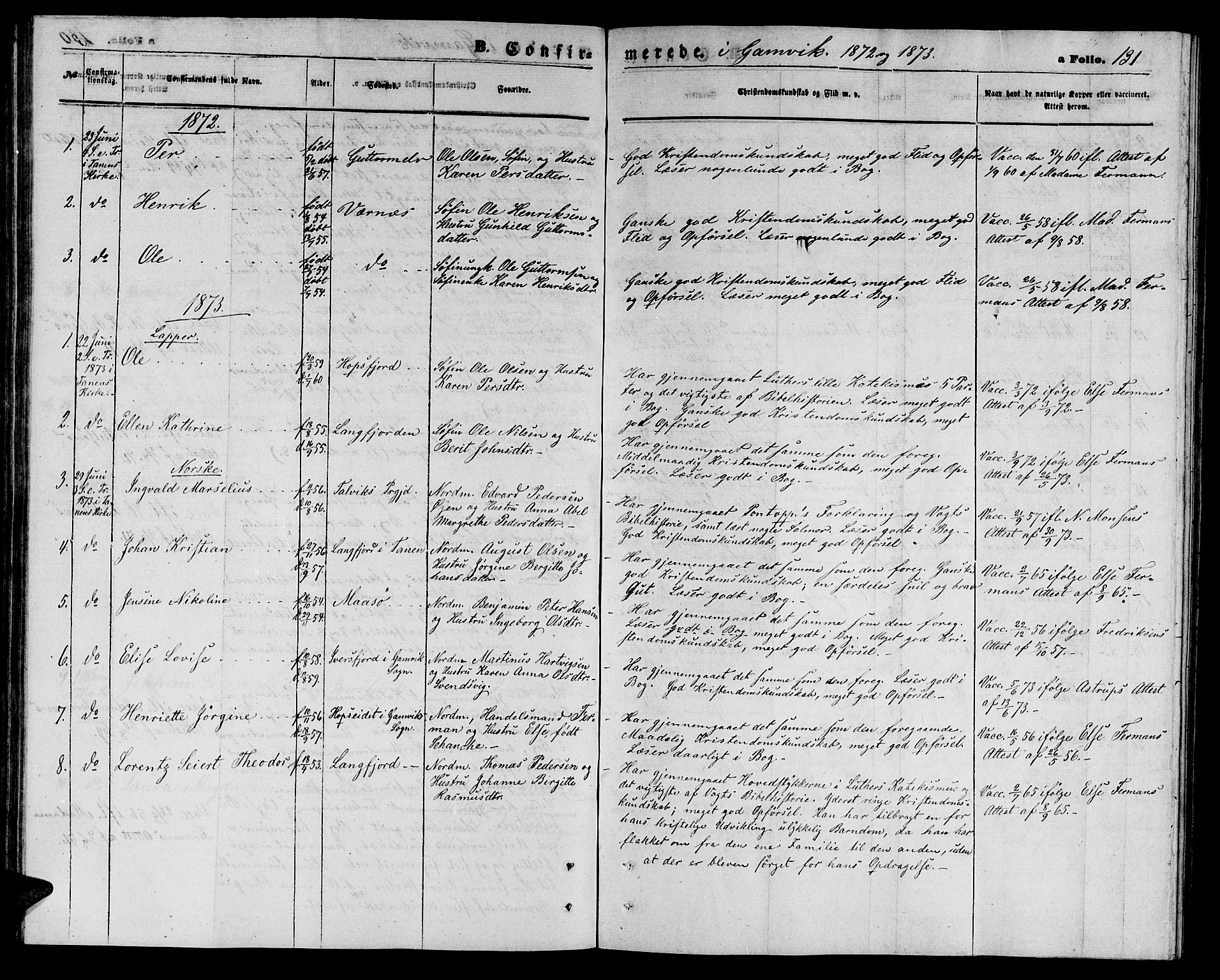 Tana sokneprestkontor, SATØ/S-1334/H/Hb/L0002klokker: Parish register (copy) no. 2 /2, 1867-1877, p. 131