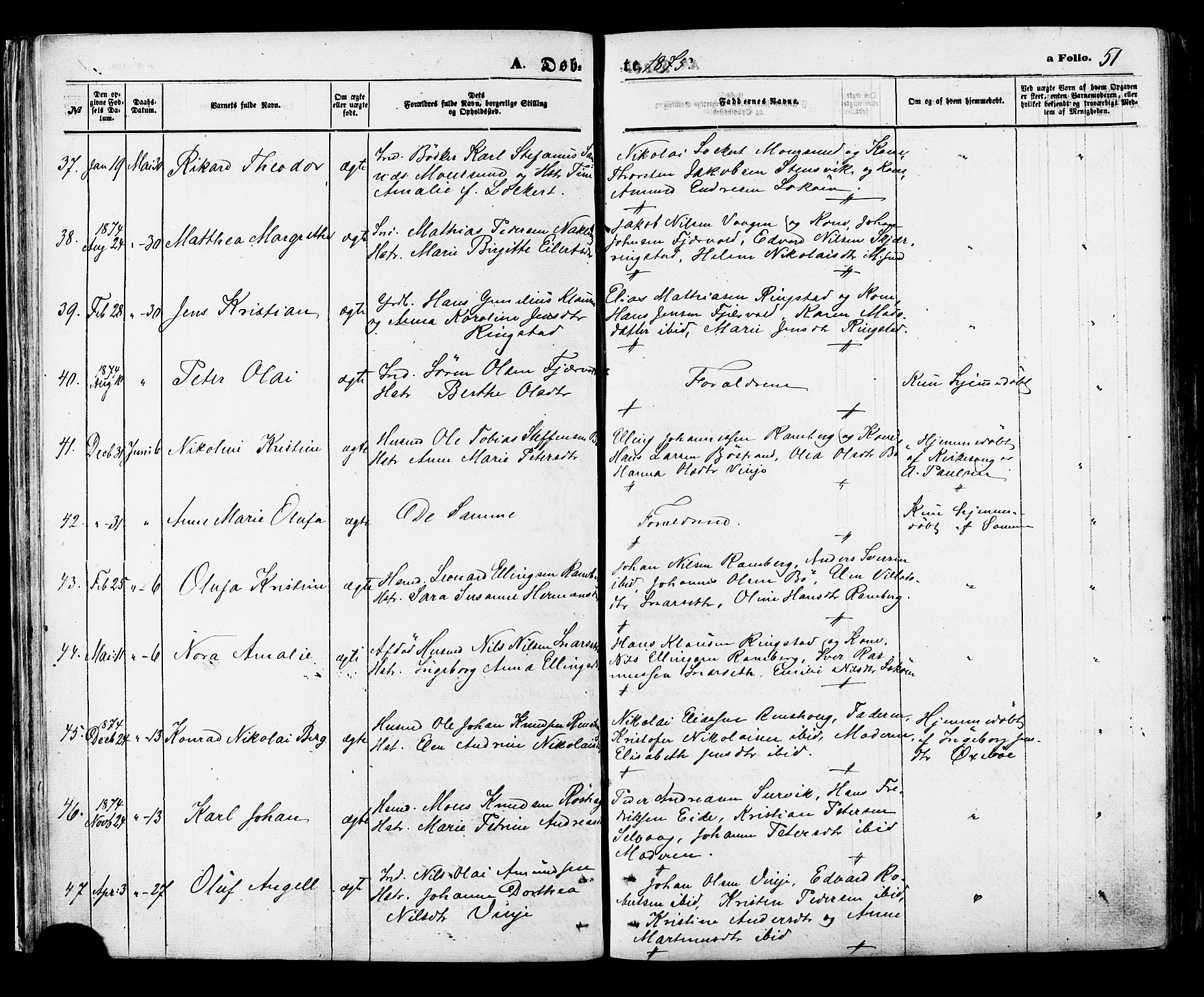 Ministerialprotokoller, klokkerbøker og fødselsregistre - Nordland, AV/SAT-A-1459/891/L1301: Parish register (official) no. 891A06, 1870-1878, p. 51