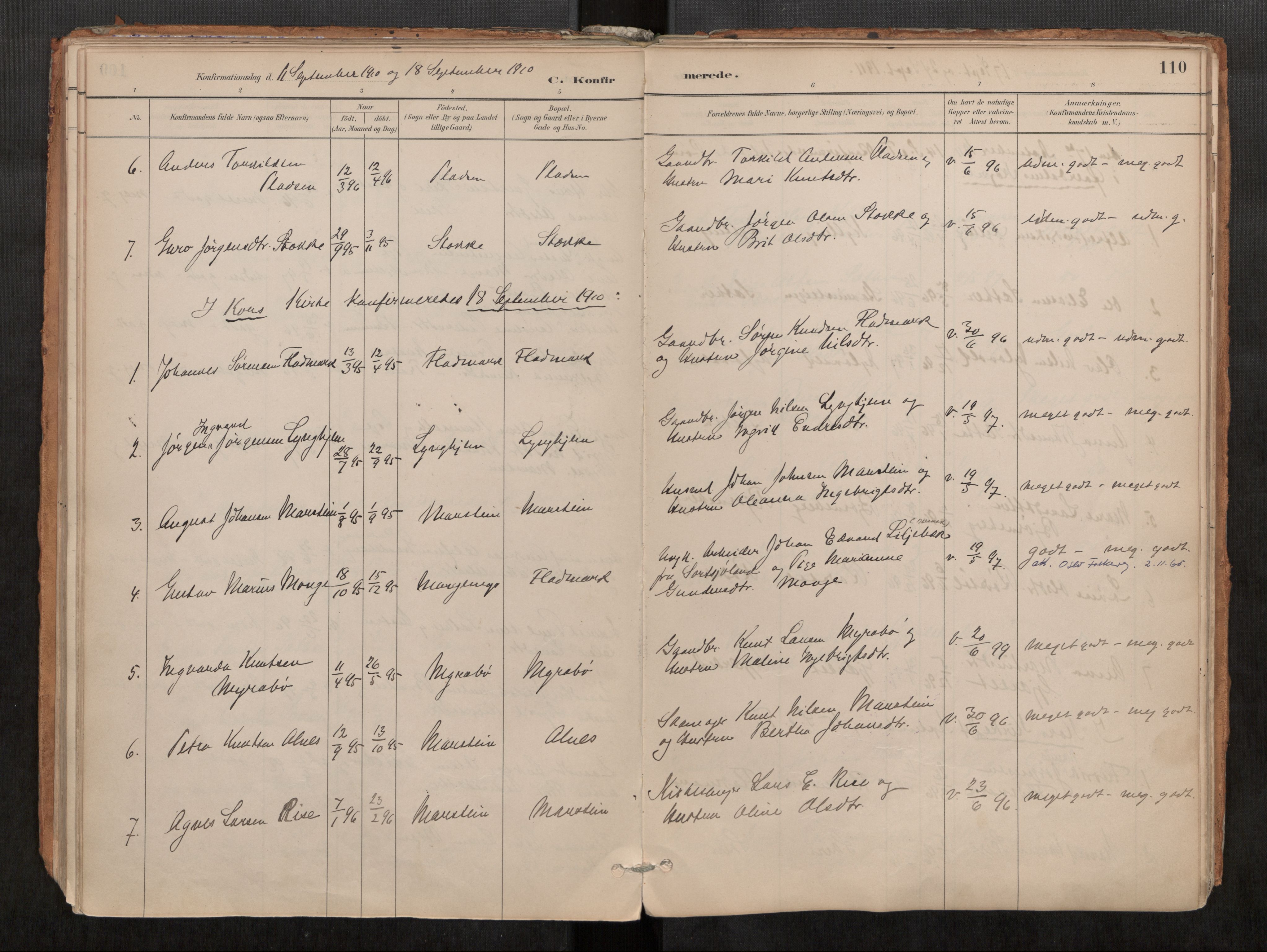 Ministerialprotokoller, klokkerbøker og fødselsregistre - Møre og Romsdal, SAT/A-1454/546/L0599: Parish register (official) no. 546A03, 1882-1920, p. 110