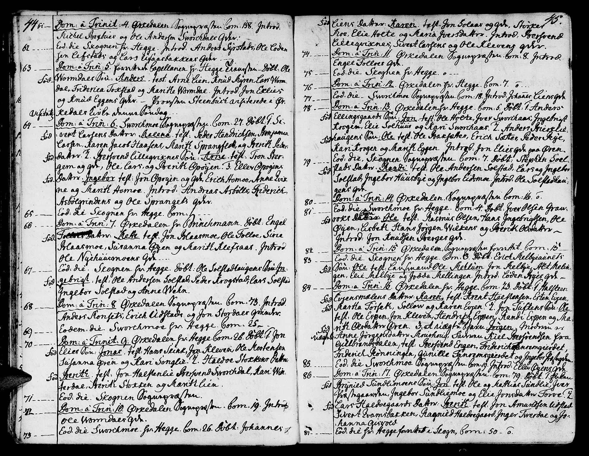 Ministerialprotokoller, klokkerbøker og fødselsregistre - Sør-Trøndelag, SAT/A-1456/668/L0802: Parish register (official) no. 668A02, 1776-1799, p. 44-45