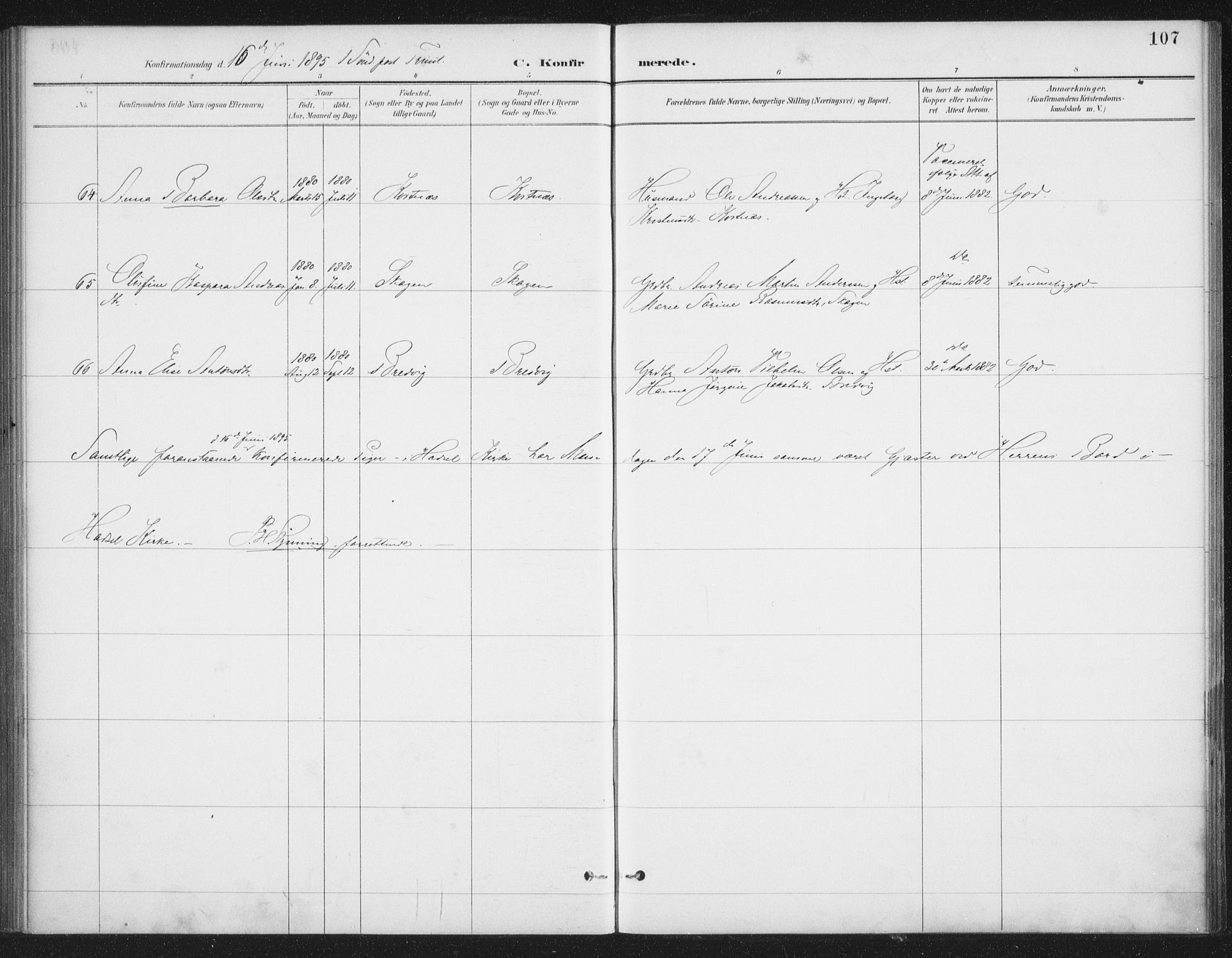 Ministerialprotokoller, klokkerbøker og fødselsregistre - Nordland, SAT/A-1459/888/L1245: Parish register (official) no. 888A11, 1888-1900, p. 107