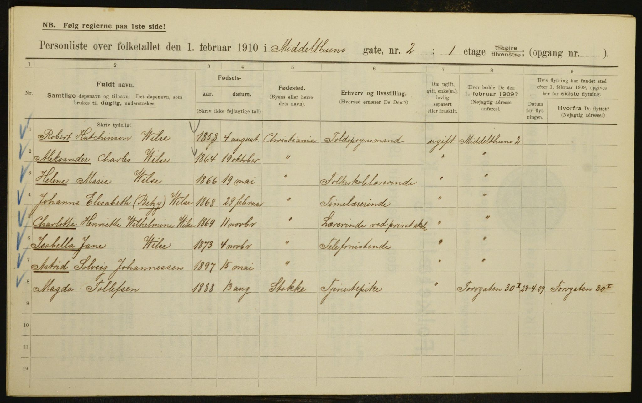 OBA, Municipal Census 1910 for Kristiania, 1910, p. 63220