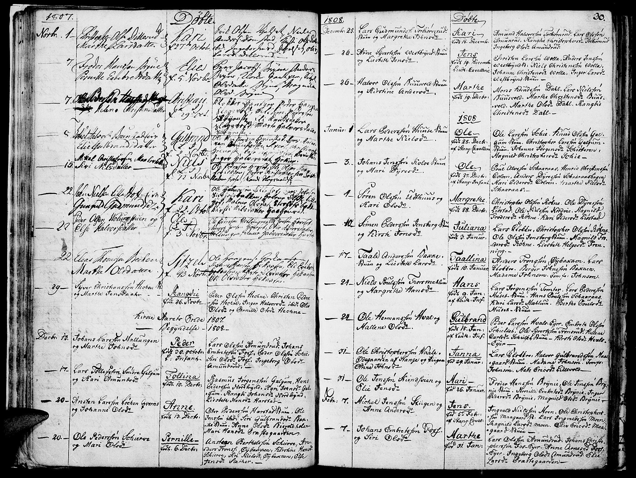 Romedal prestekontor, SAH/PREST-004/K/L0001: Parish register (official) no. 1, 1799-1814, p. 30