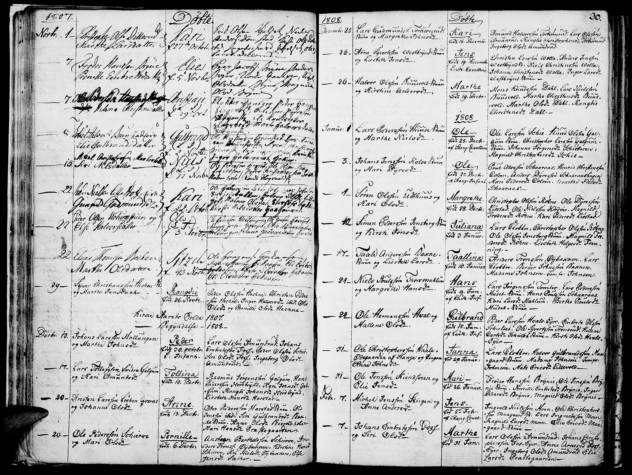 Romedal prestekontor, AV/SAH-PREST-004/K/L0001: Parish register (official) no. 1, 1799-1814, p. 30