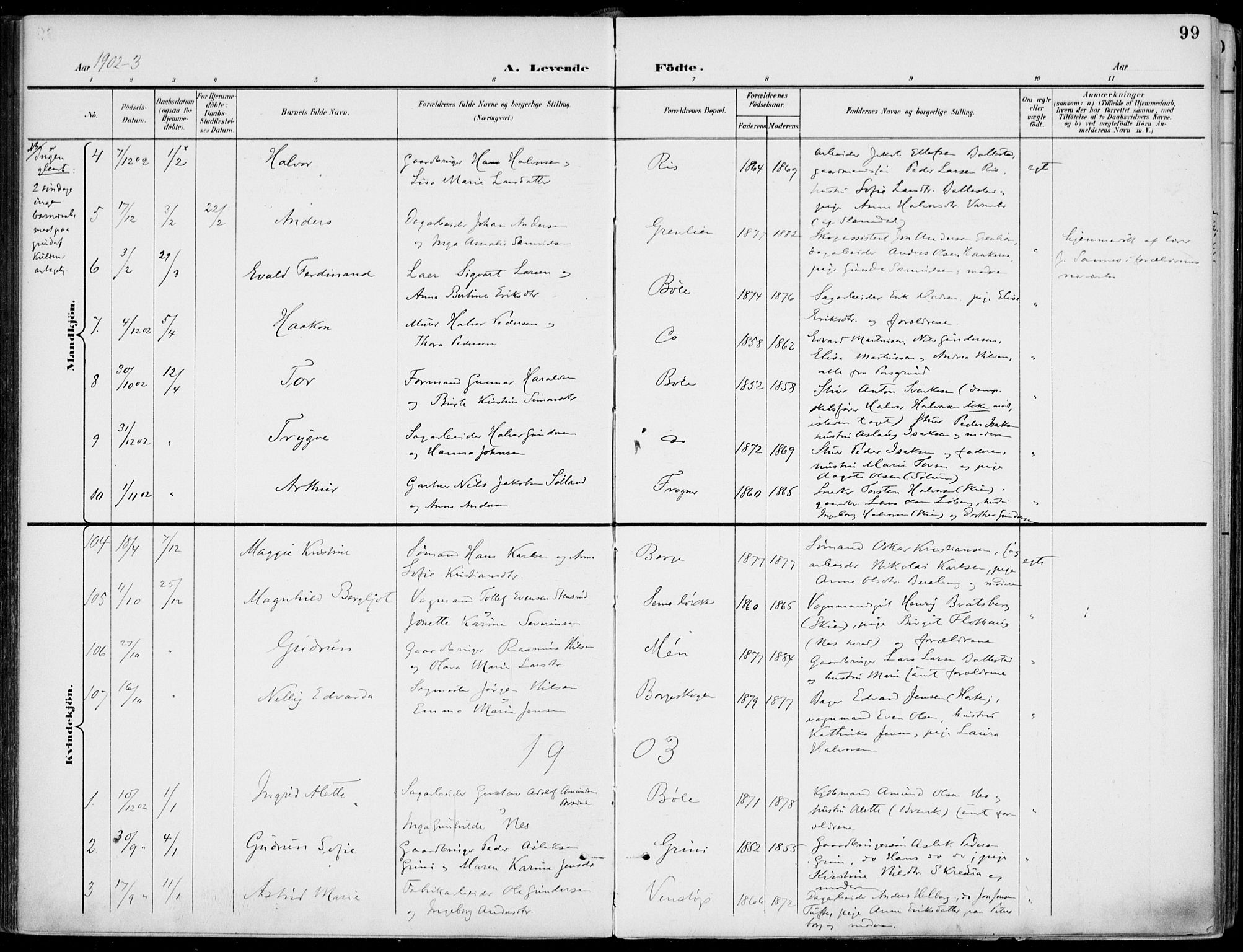 Gjerpen kirkebøker, SAKO/A-265/F/Fa/L0011: Parish register (official) no. I 11, 1896-1904, p. 99