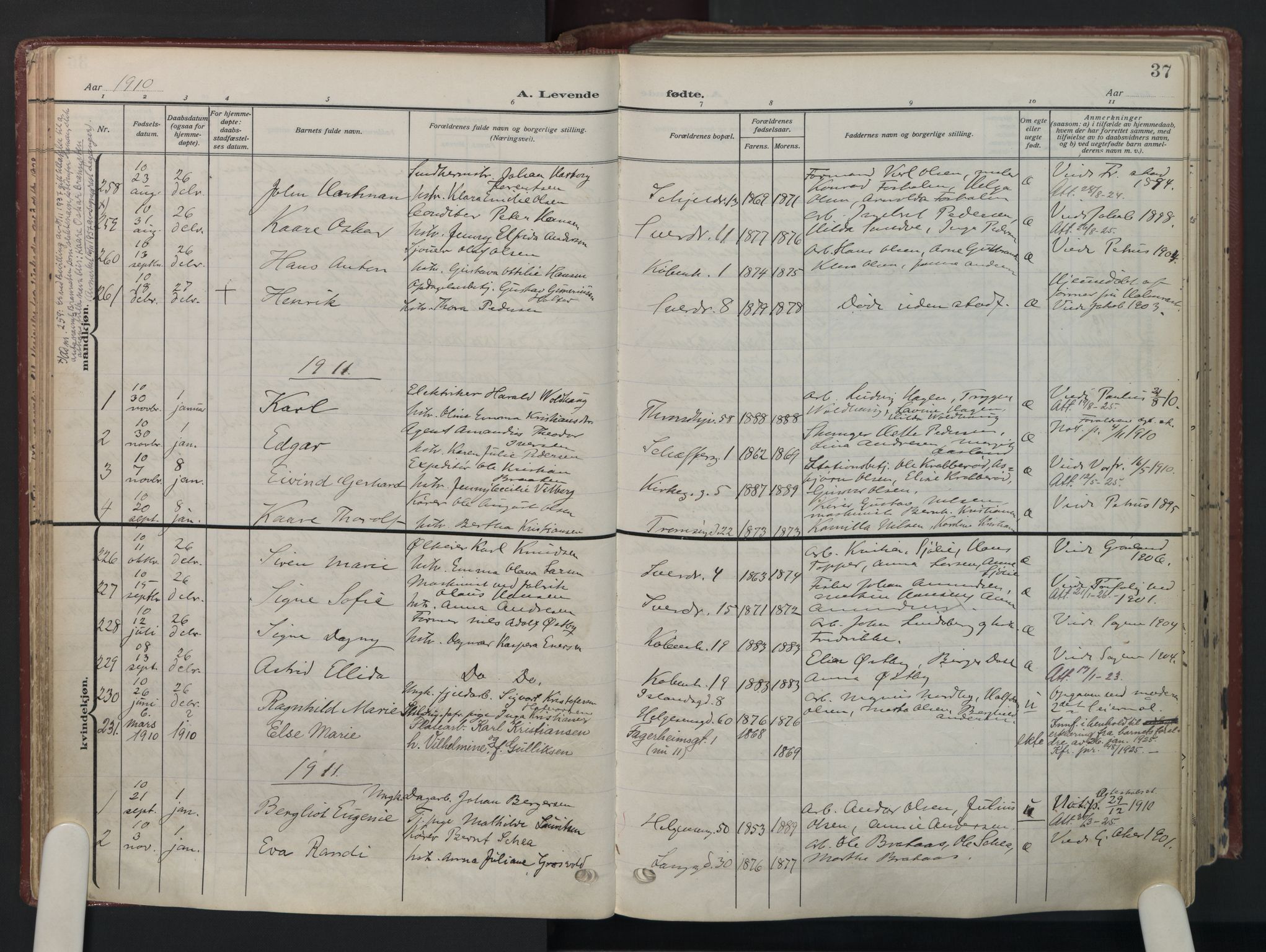 Petrus prestekontor Kirkebøker, AV/SAO-A-10872/F/Fa/L0012: Parish register (official) no. 12, 1909-1936, p. 37