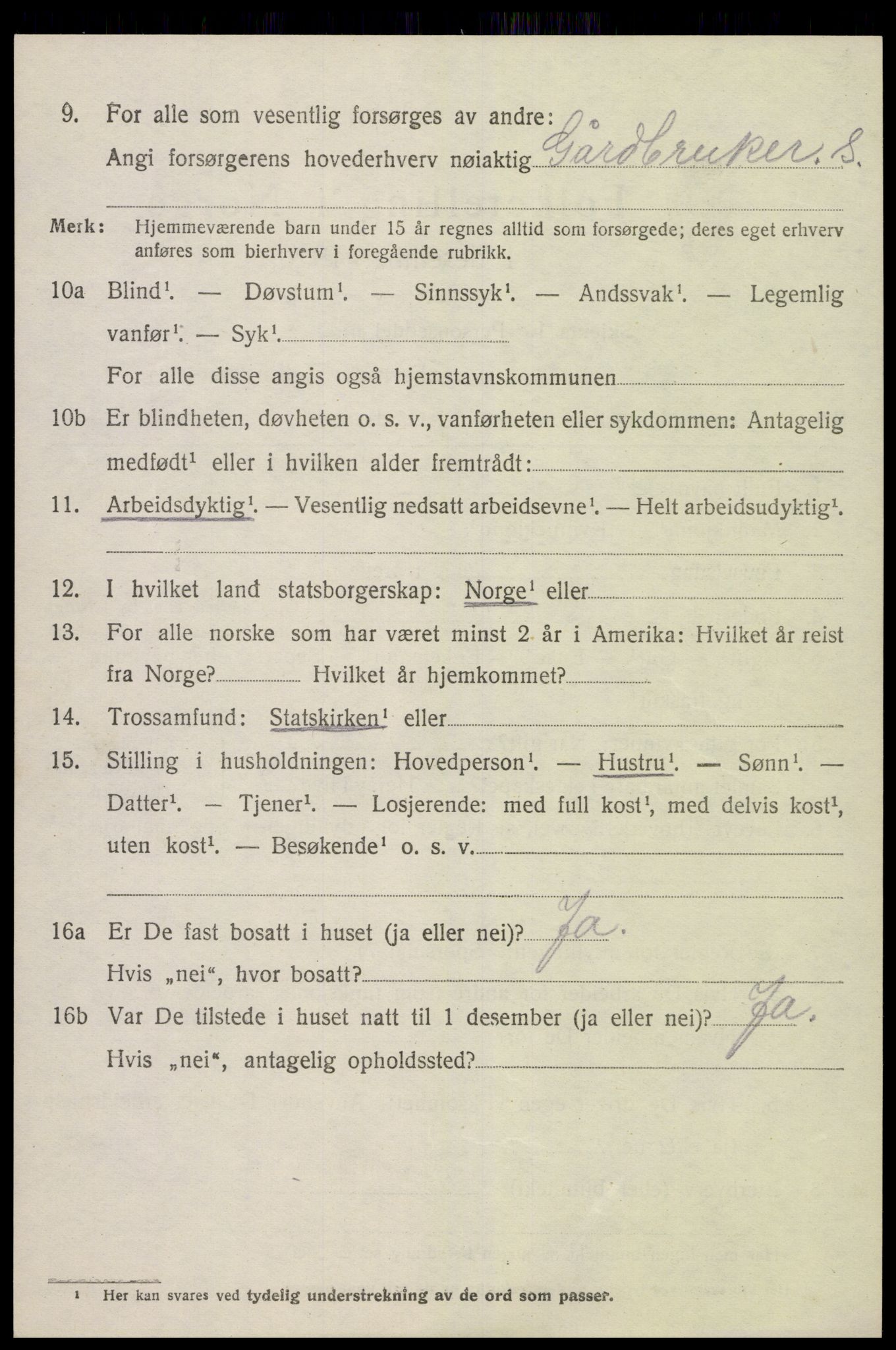 SAK, 1920 census for Øyestad, 1920, p. 3009